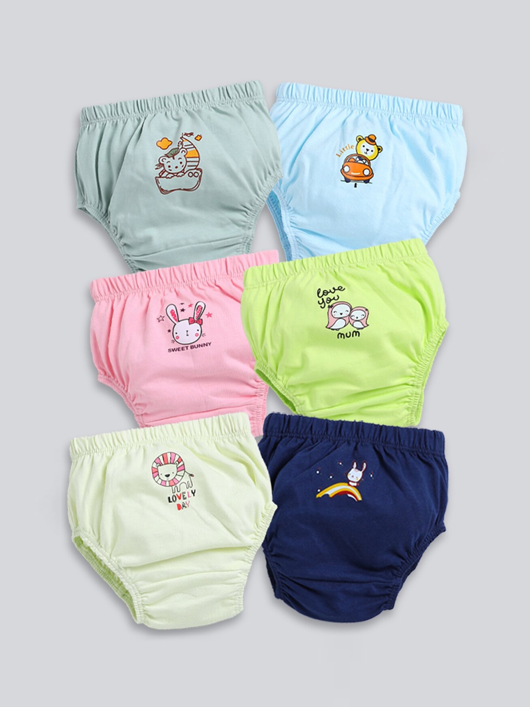 

MooNKids Kids Pack Of 6 Printed Cotton Basic Briefs, Yellow