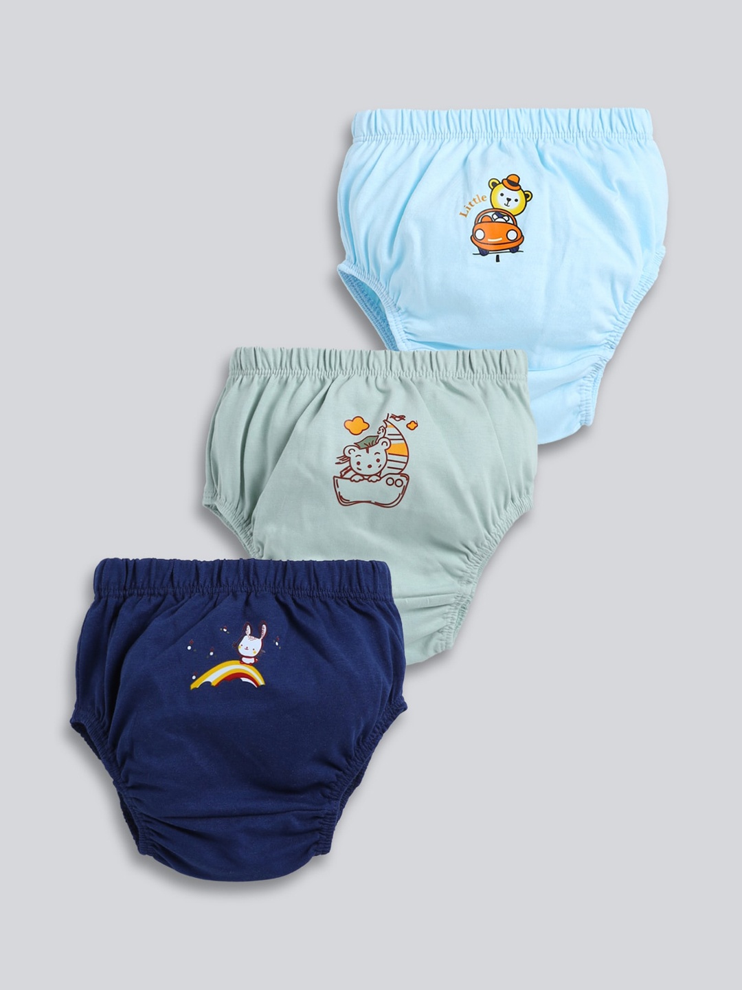 

MooNKids Pack Of 3 Printed Cotton Briefs, Blue