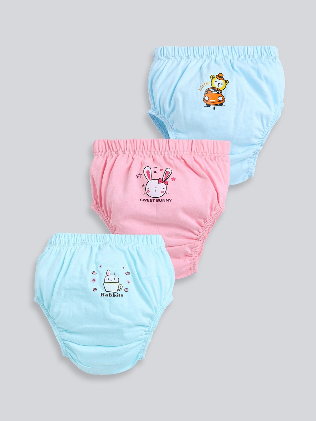 

MooNKids Kids Pack Of 3 Printed Low Rise Basic Briefs, Pink