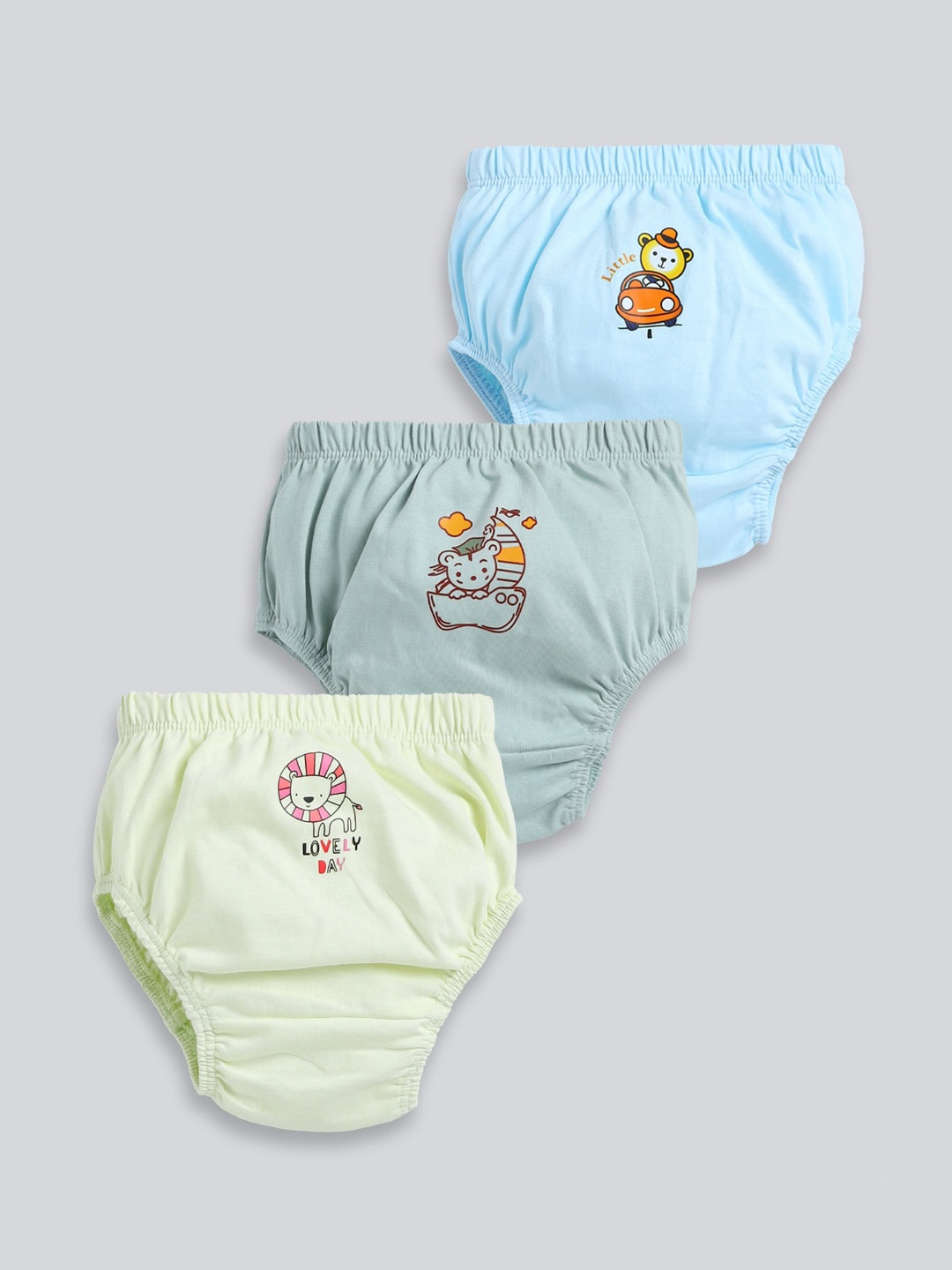 

MooNKids Kids Pack Of 3 Printed Cotton Low Rise Basic Briefs, Yellow