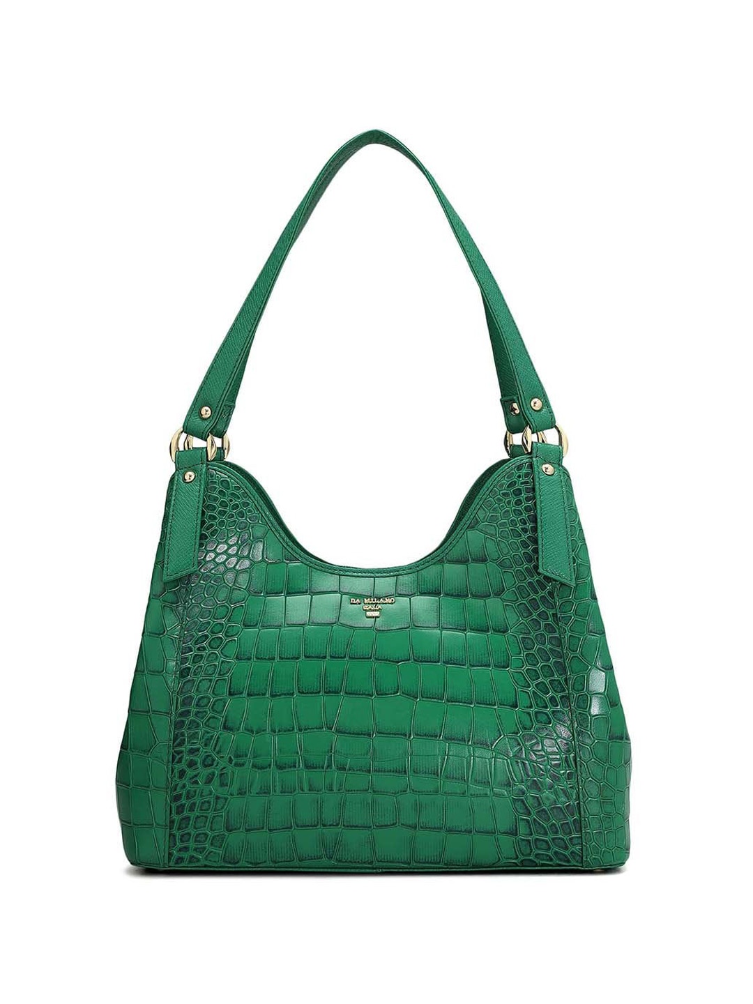 

Da Milano Textured Leather Structured Shoulder Bag, Green