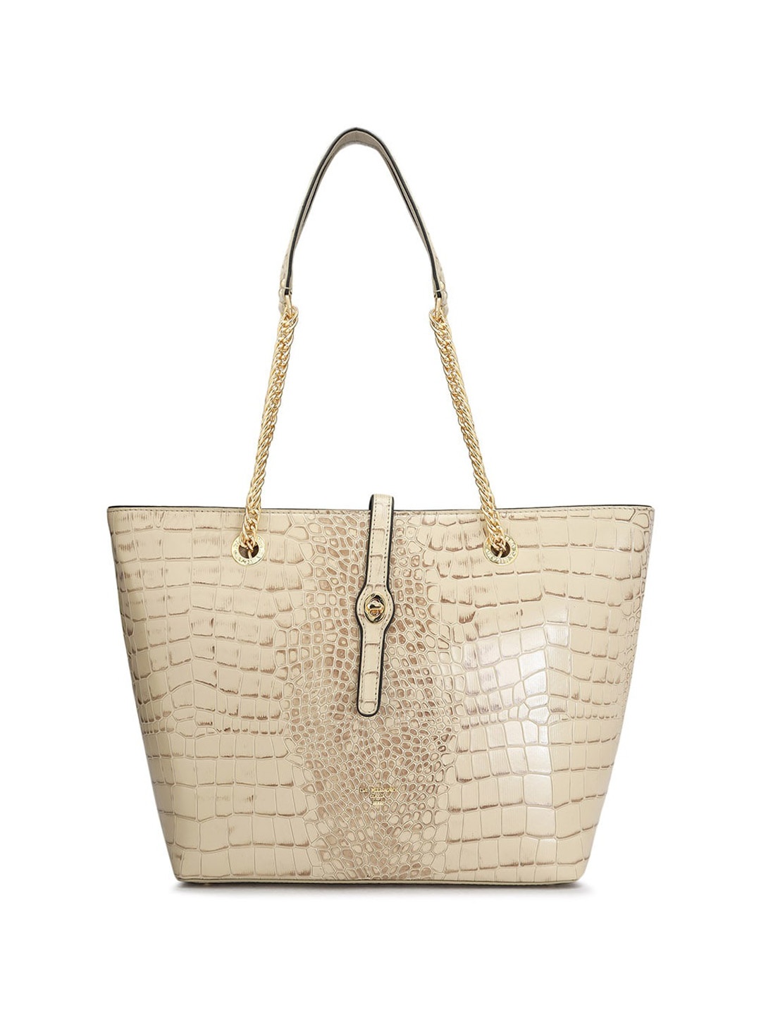 

Da Milano Animal Textured Leather Structured Shoulder Bag, Beige