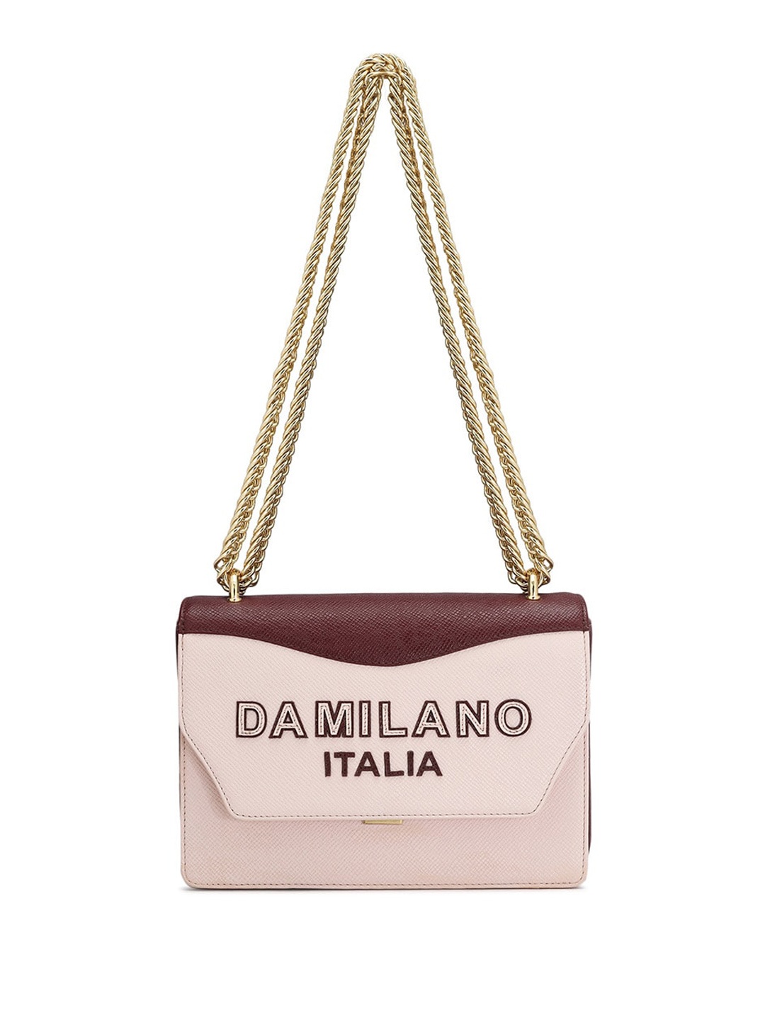 

Da Milano Textured Leather Structured Sling Bag, Pink