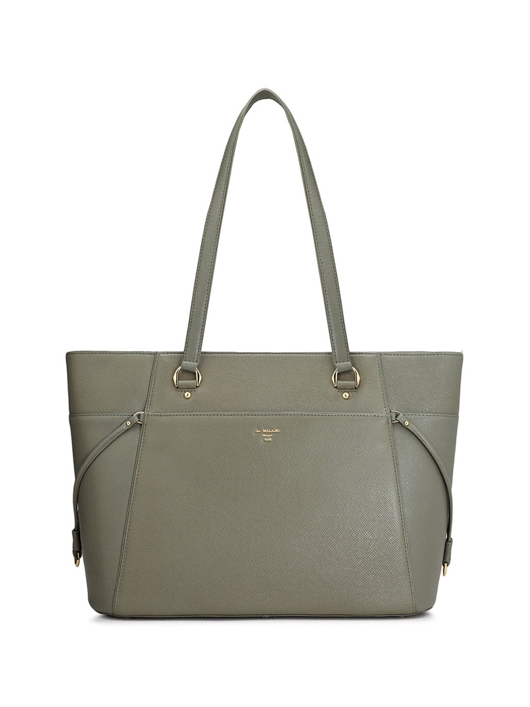 

Da Milano Textured Leather Structured Shoulder Bag, Grey