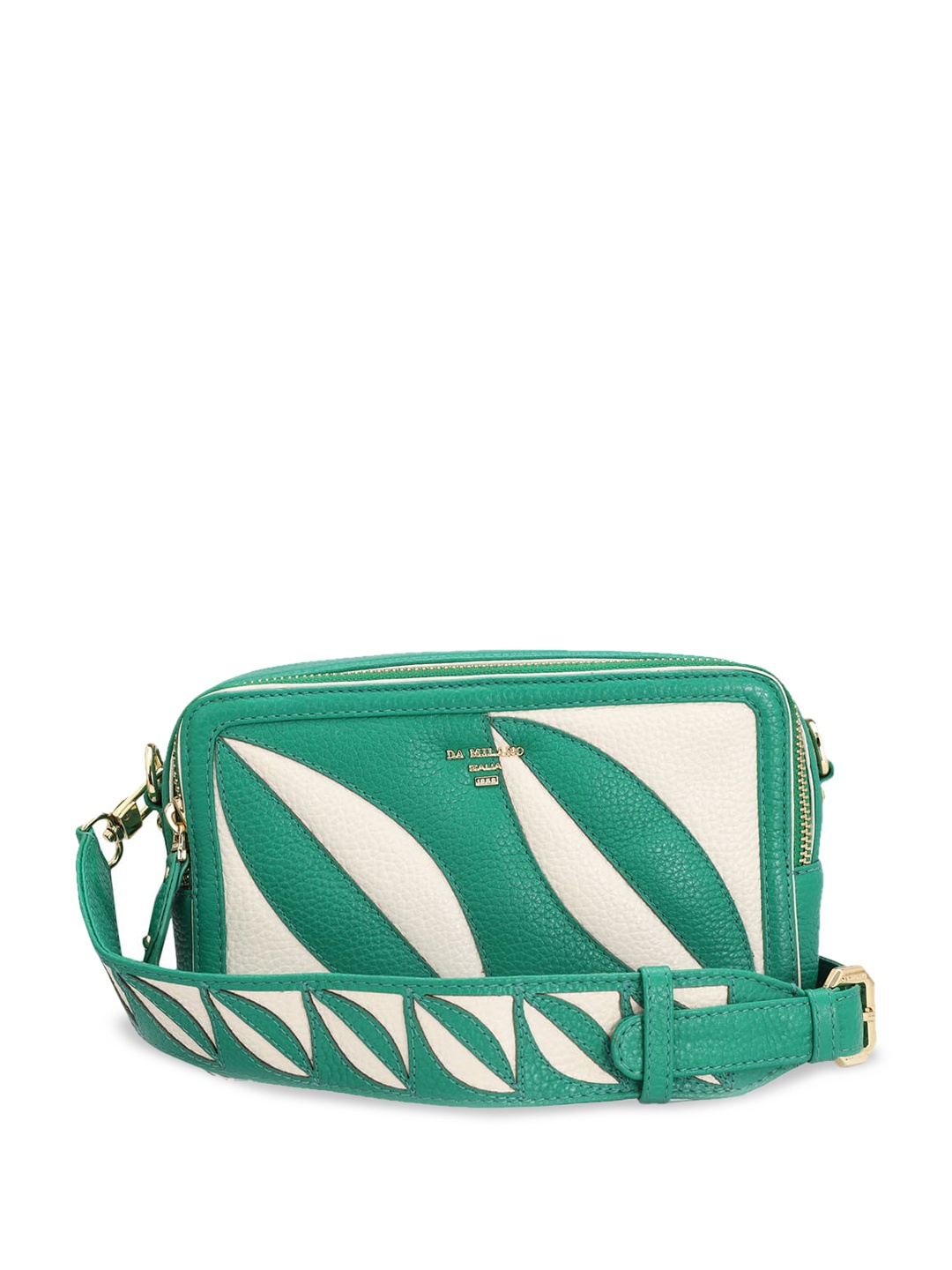 

Da Milano Textured Leather Structured Sling Bag, Green