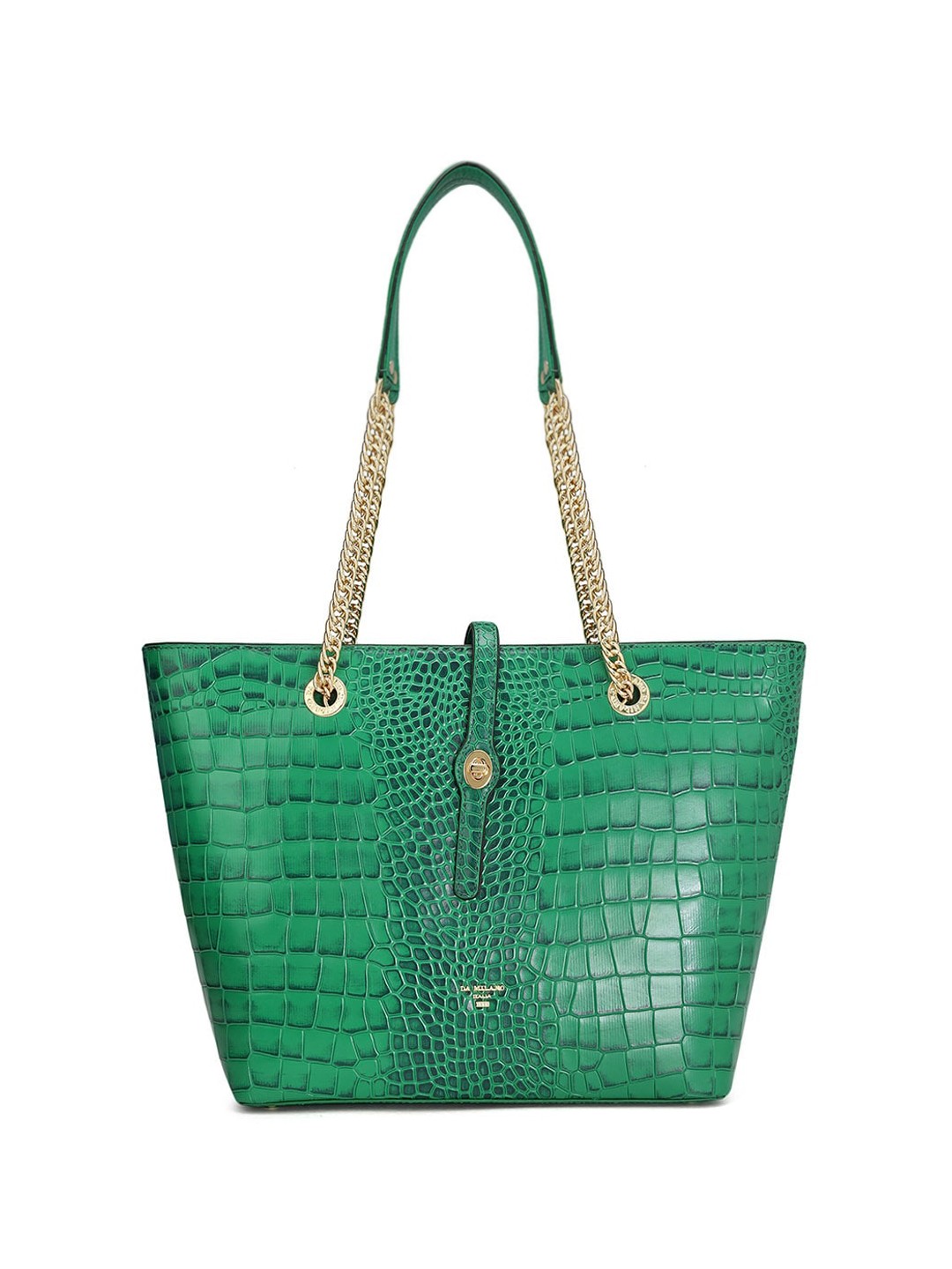 

Da Milano Textured Leather Structured Shoulder Bag, Green