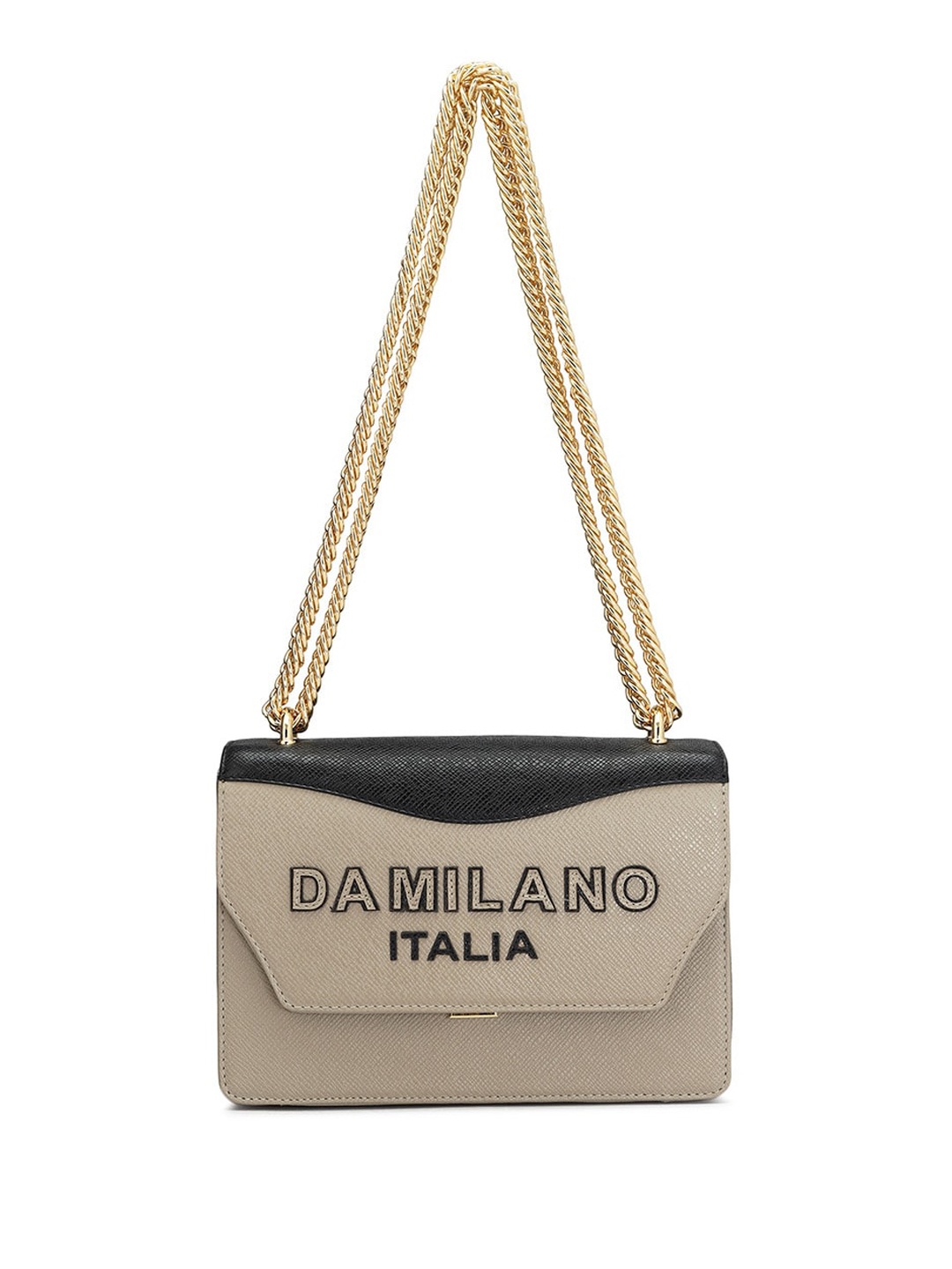 Da Milano Textured Leather Structured Sling Bag, Cream