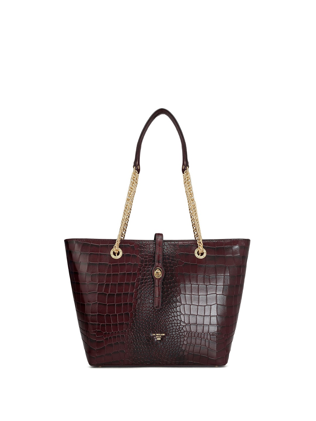 

Da Milano Animal Textured Leather Structured Shoulder Bag, Burgundy