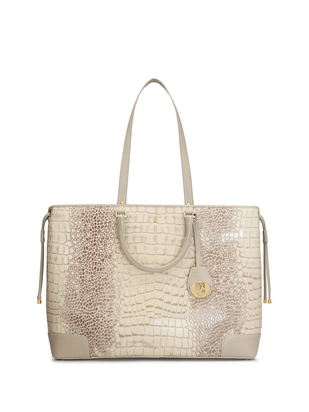 

Da Milano Textured Leather Oversized Structured Shoulder Bag, White