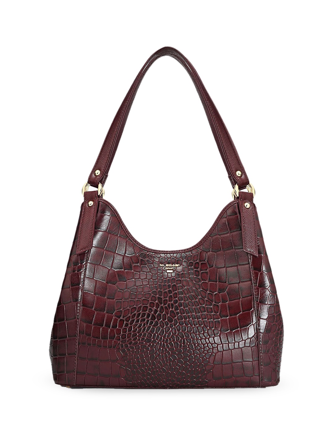 

Da Milano Textured Leather Structured Shoulder Bag, Burgundy