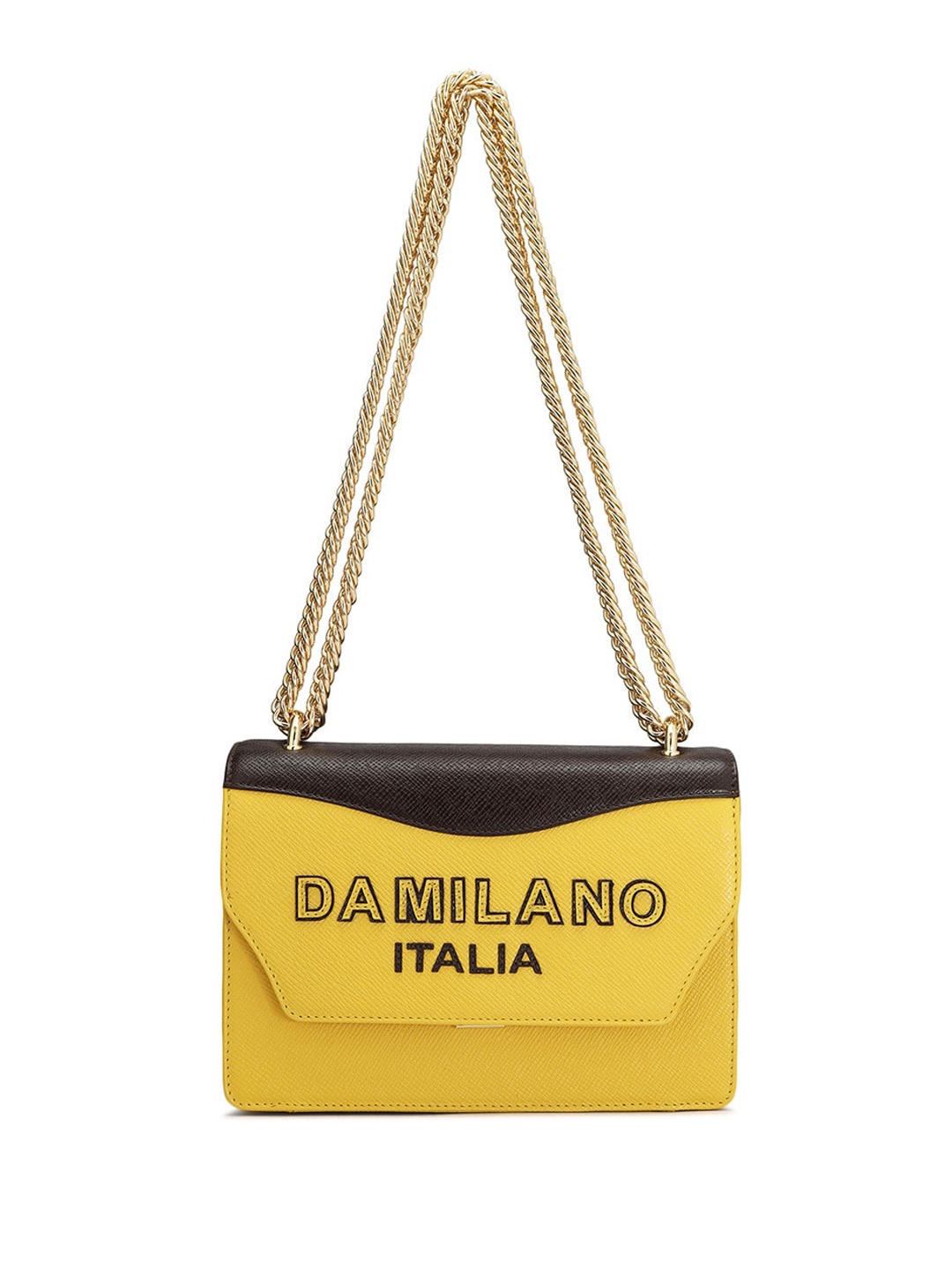 

Da Milano Textured Leather Structured Sling Bag, Yellow