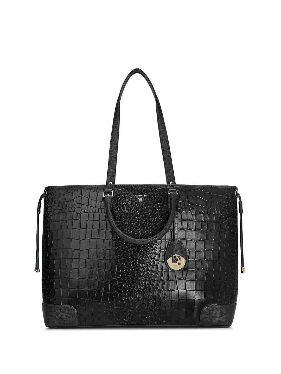 

Da Milano Textured Leather Structured Shoulder Bag, Black