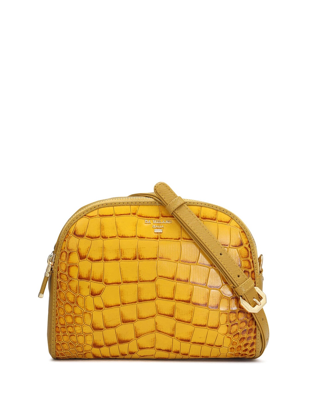 

Da Milano Textured Leather Structured Sling Bag, Yellow