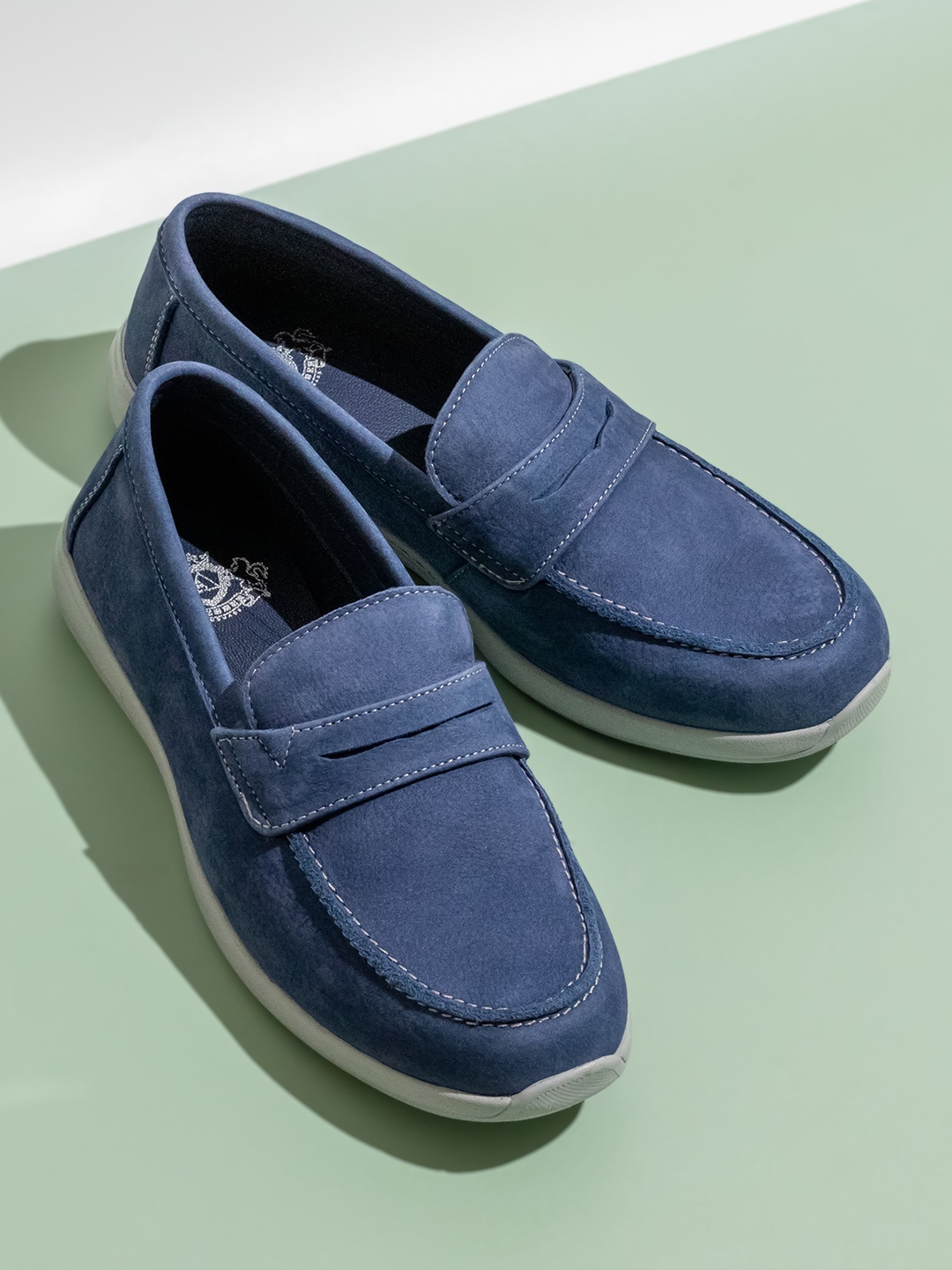 

ATESBER by Inc.5 Men Round Toe Memory Foam Loafers, Blue