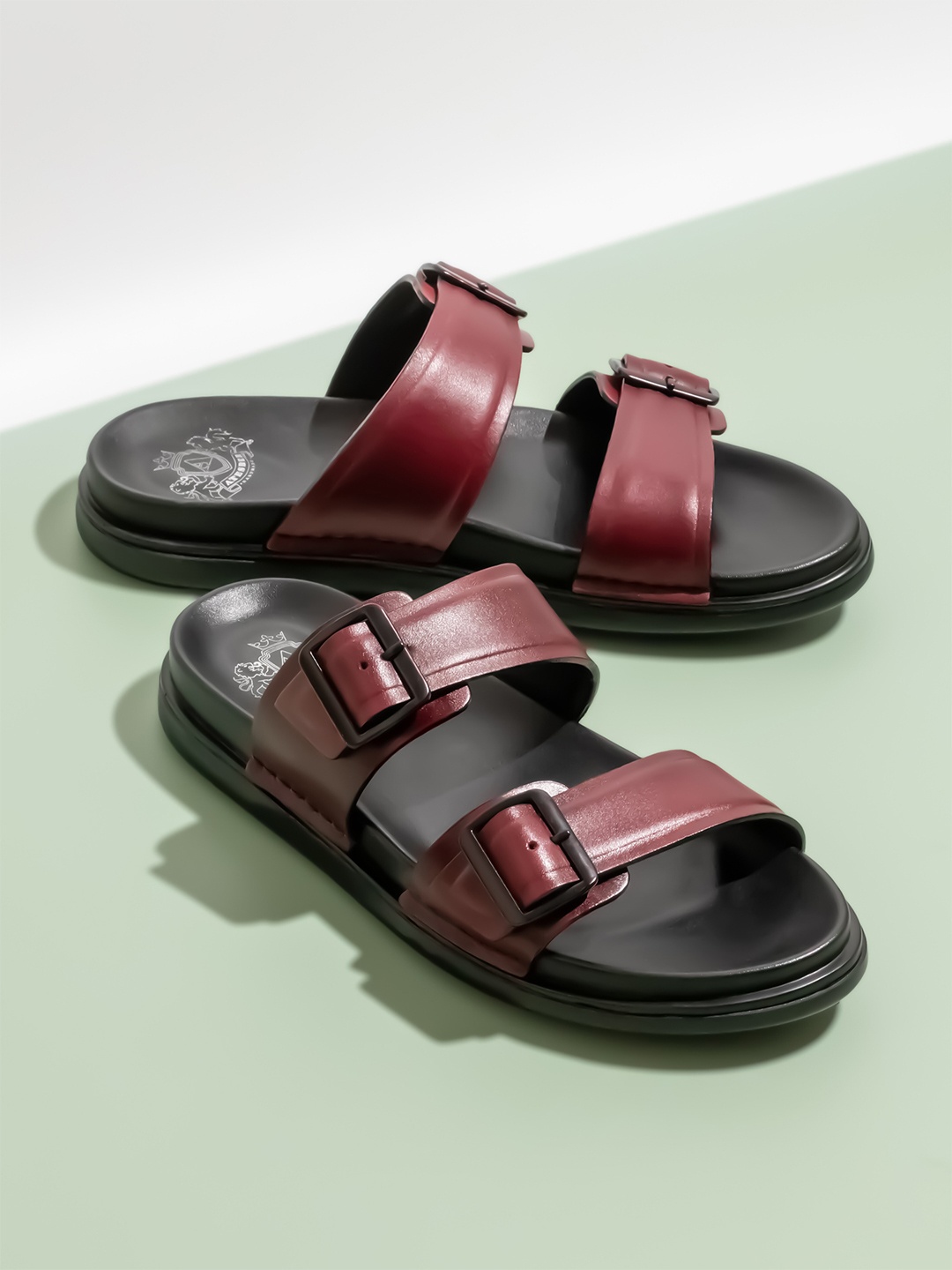 

ATESBER by Inc.5 Men Leather Comfort Sandals, Maroon