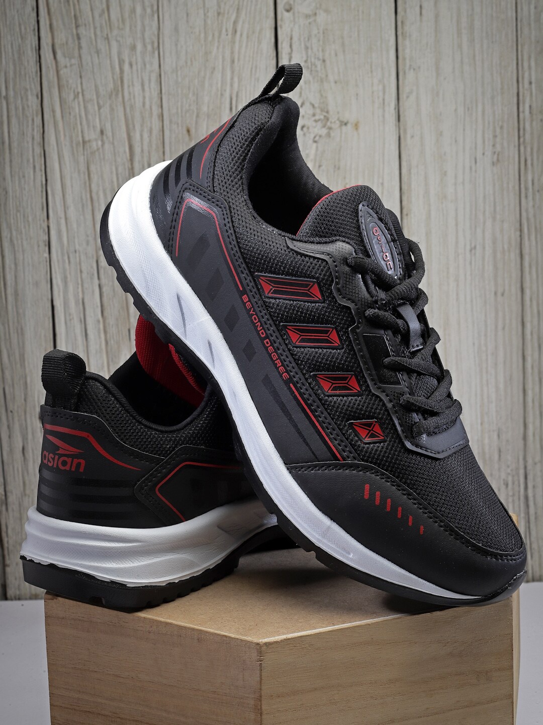 

ASIAN PLATINUM-04 Men Mesh Running Shoes, Black