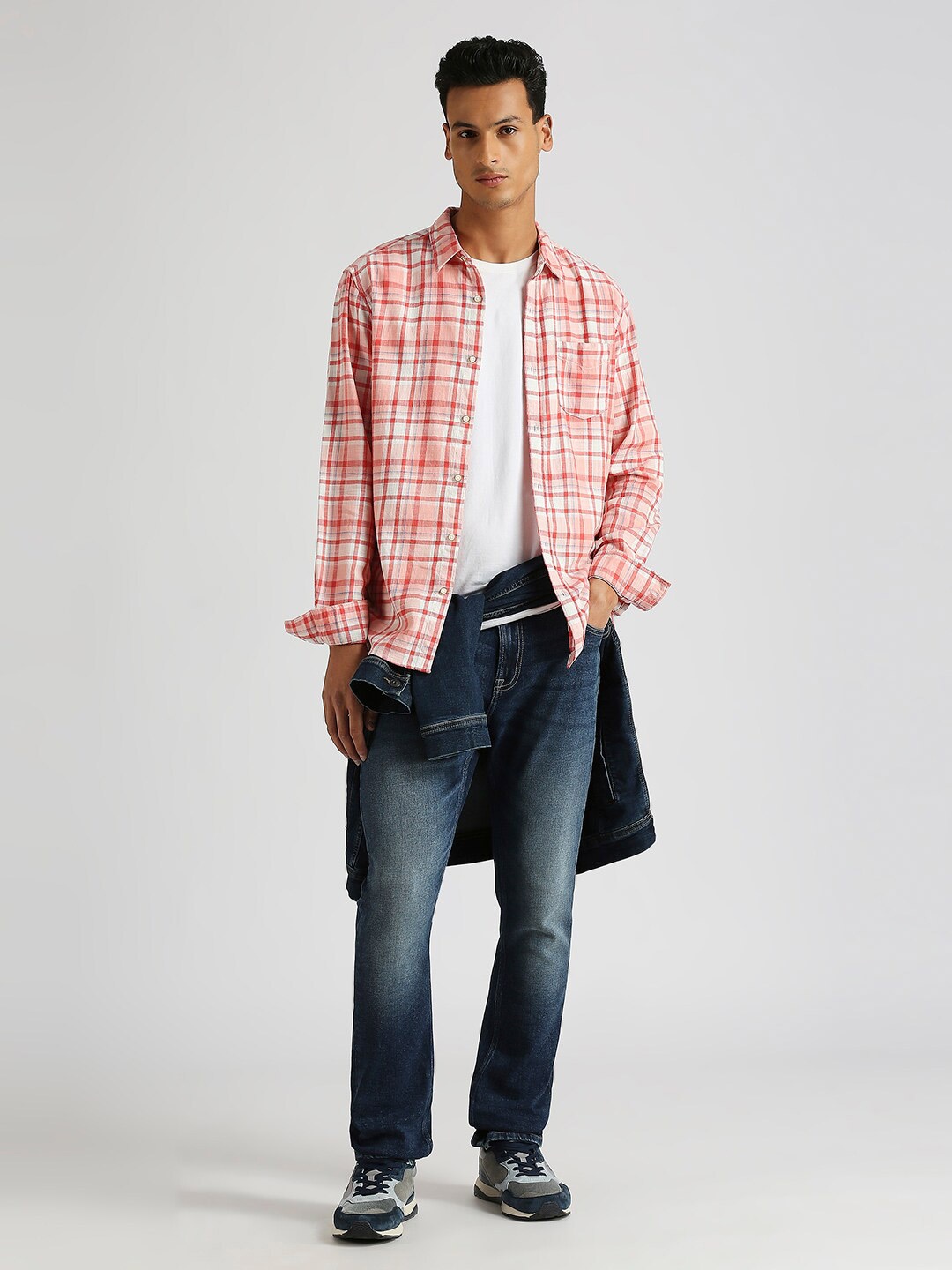 

Pepe Jeans Grid Tattersall Checked Twill Weave Pure Cotton Casual Shirt, Red