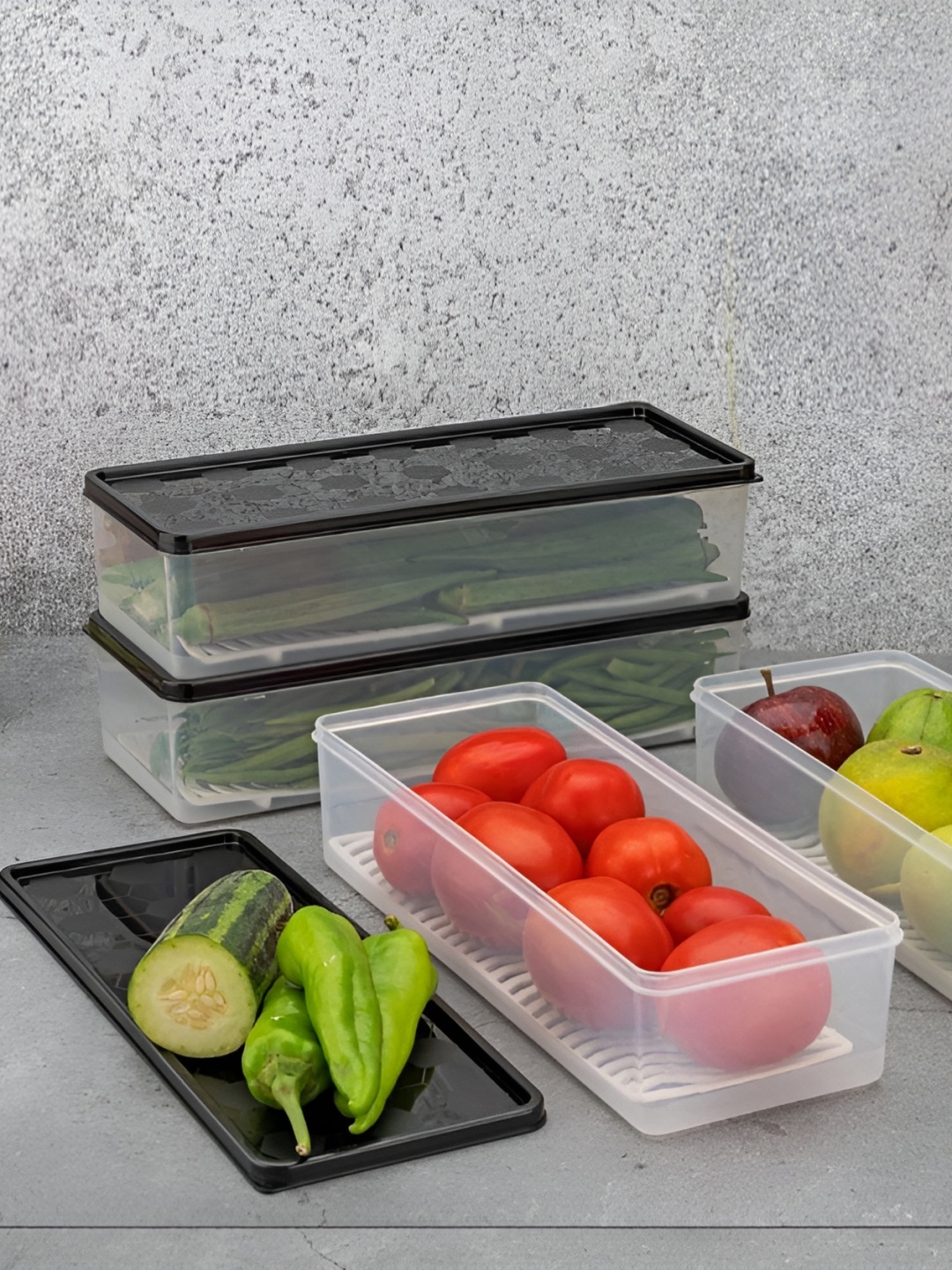 

STARKENDY Black & Transparent 4 Pieces Fridge Containers