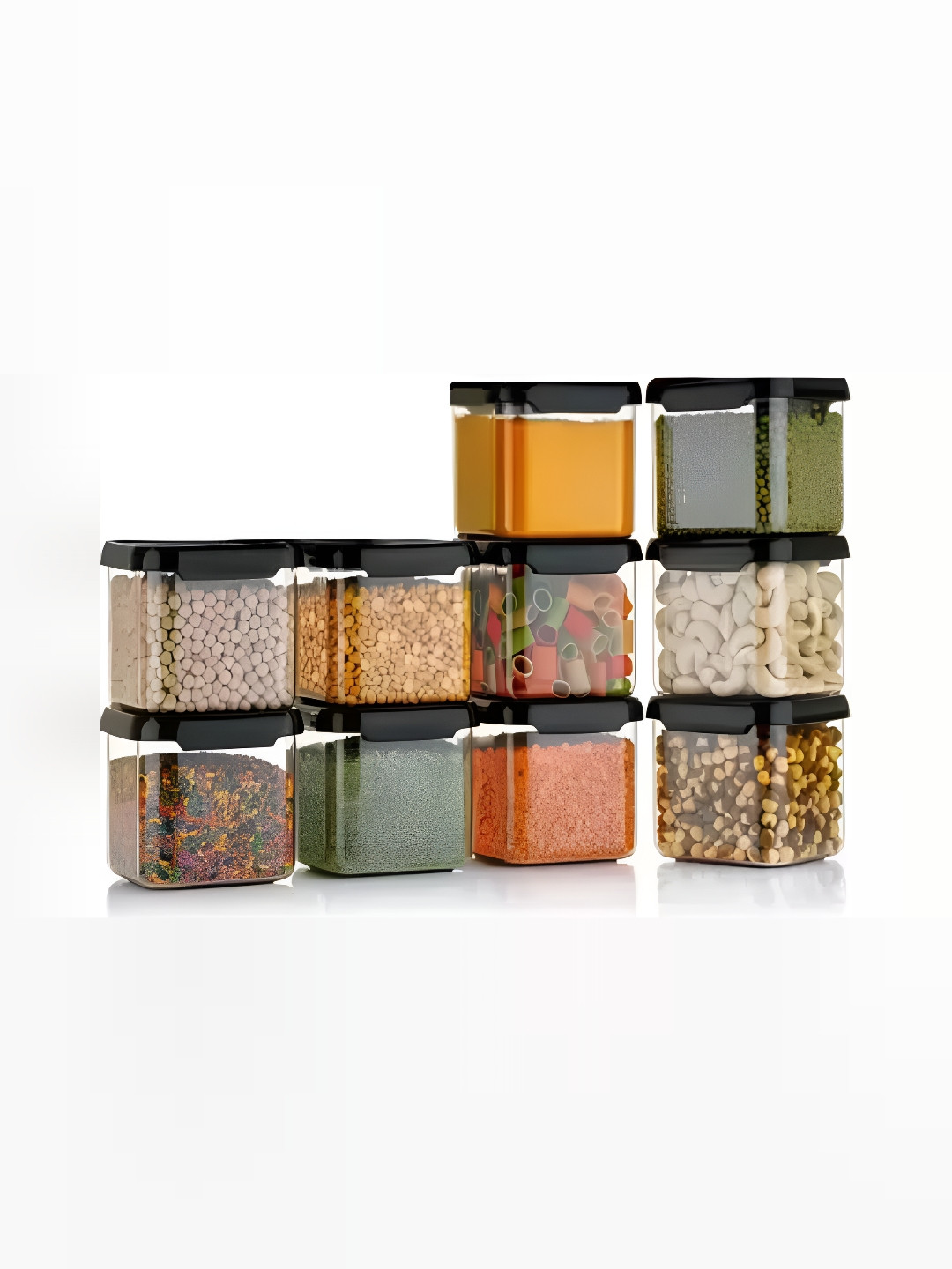 

STARKENDY Black & Transparent 12 Pieces Food Containers -500ML Each