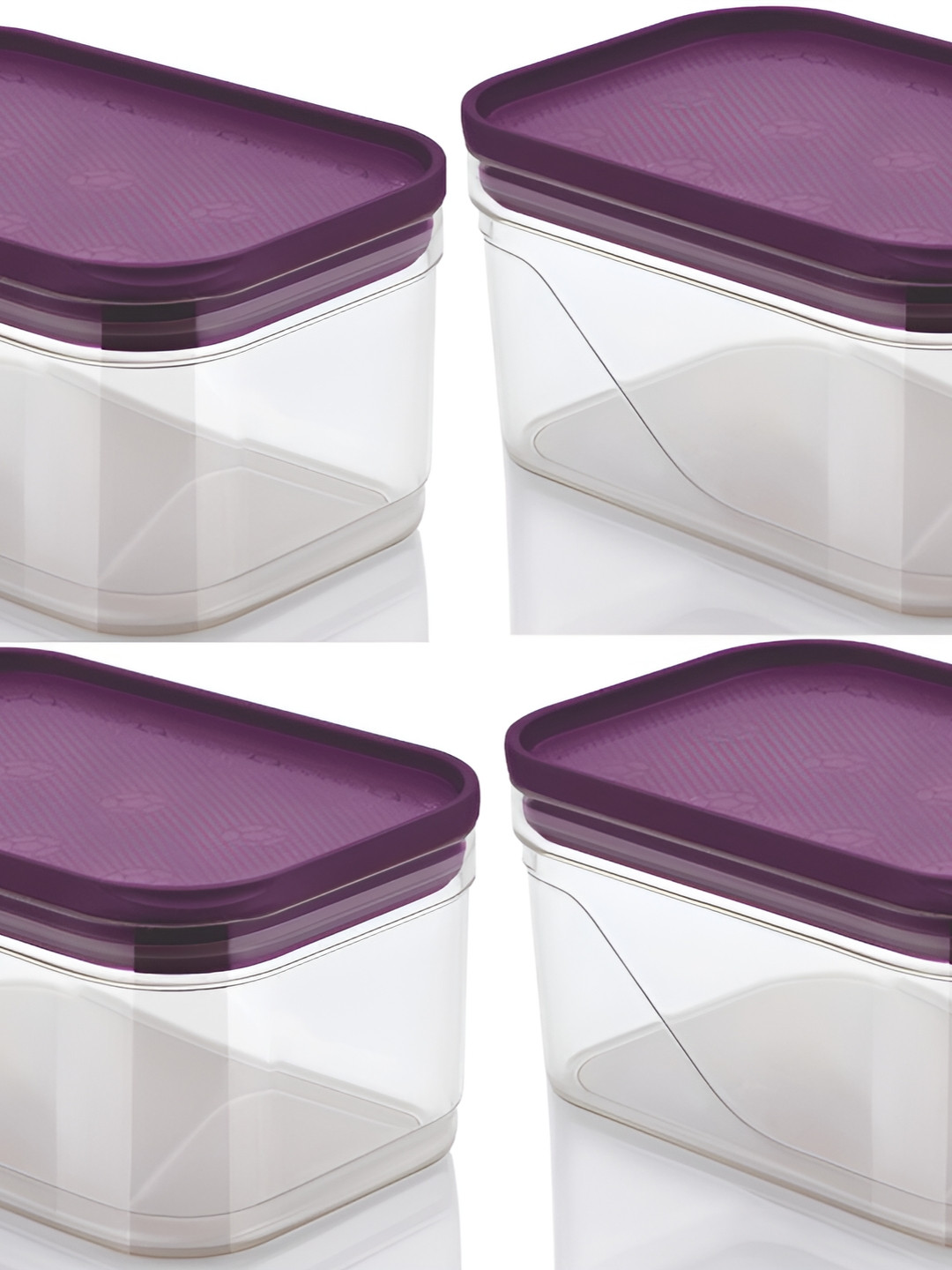 

STARKENDY Purple & Transparent 4 Pieces Fridge Bpa free Containers 550Ml each