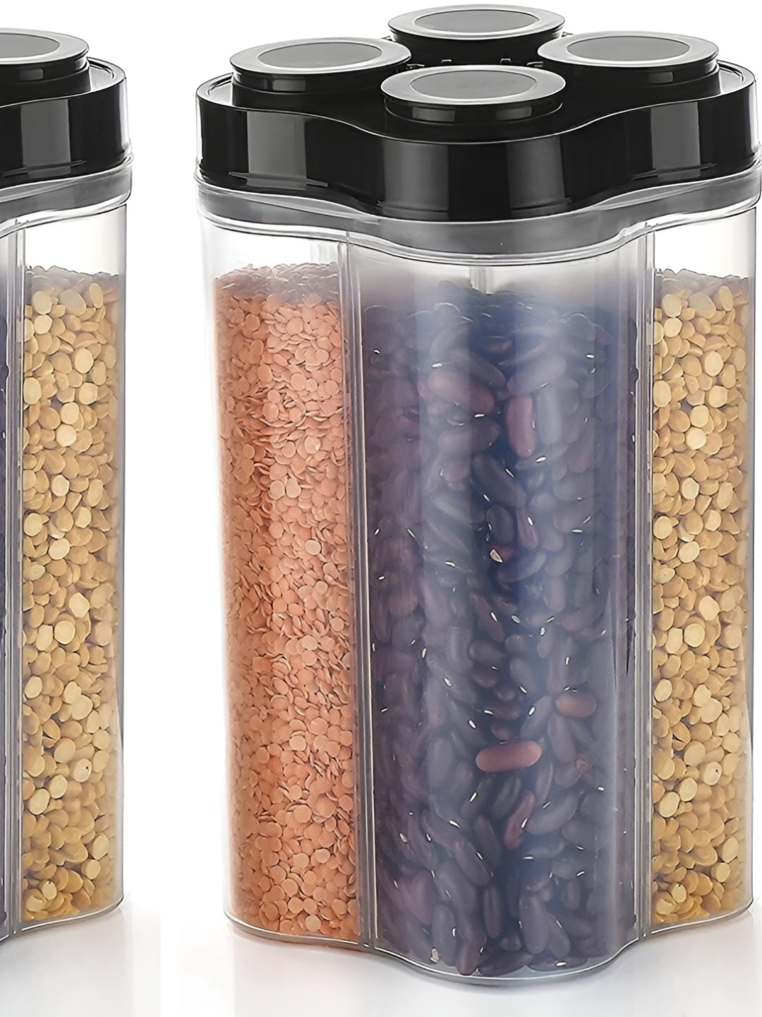 

STARKENDY Transparent & Black 4-In-1 Jar Container 2.4 ltr Each