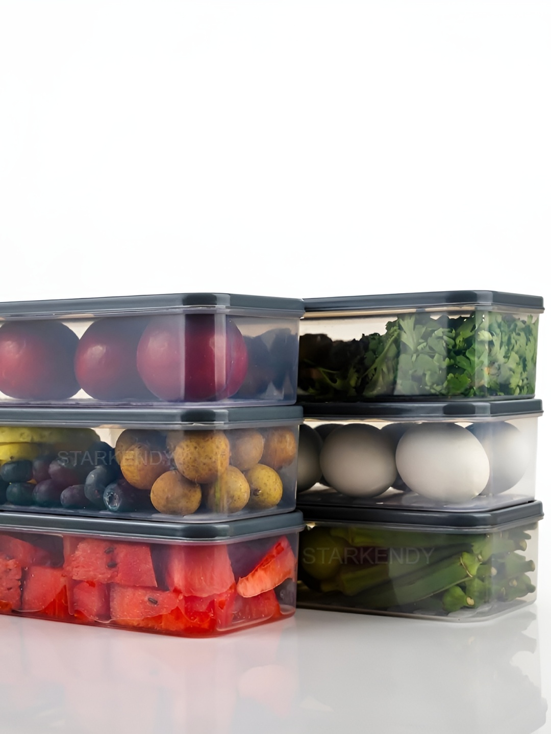 

STARKENDY Transparent & Black 6 Pcs Fridge Container 1.5 ltr each