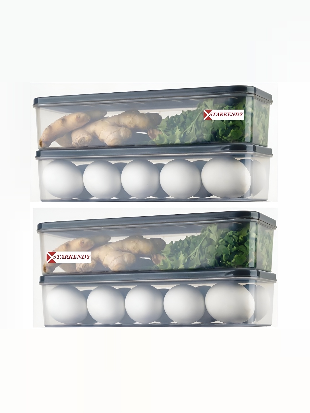 

STARKENDY Transparent & Black 4 Pieces Pieces Fridge Container 1.5 ltr each