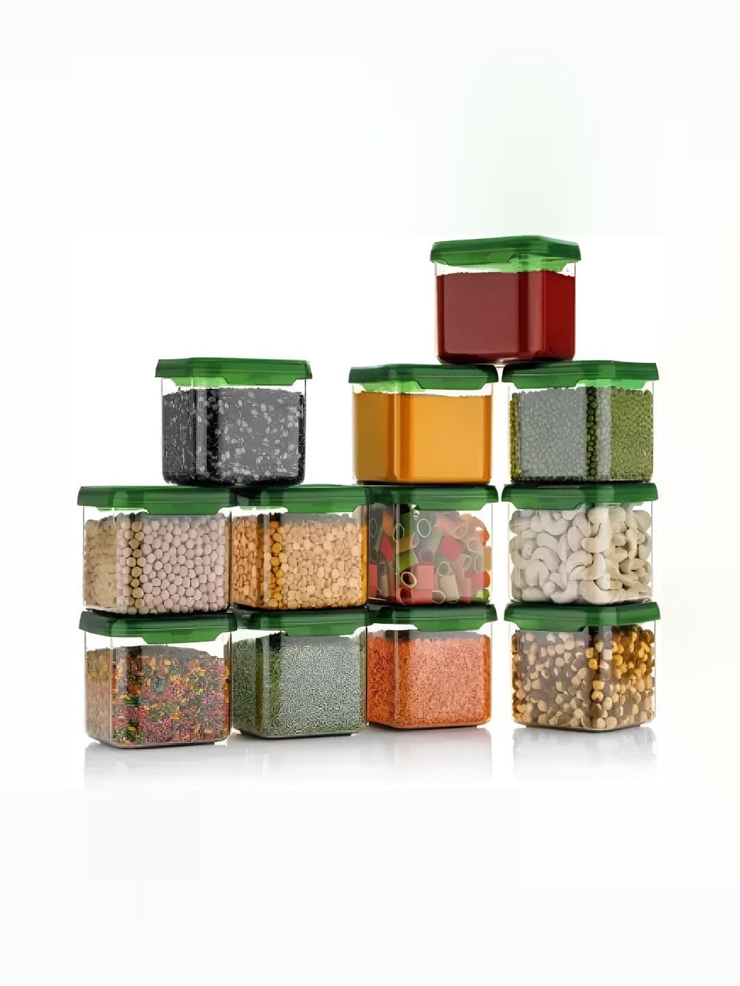 

STARKENDY Green & Transparent 12 Pieces Containers 500ML Each