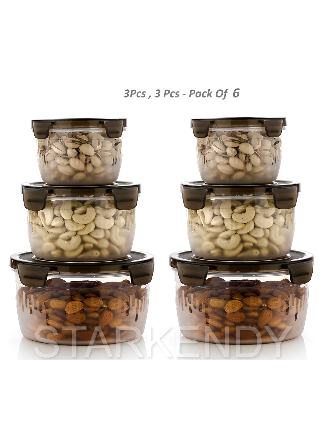 

STARKENDY Coffee Brown & Transparent 6 Pieces Break Free Fridge Containers