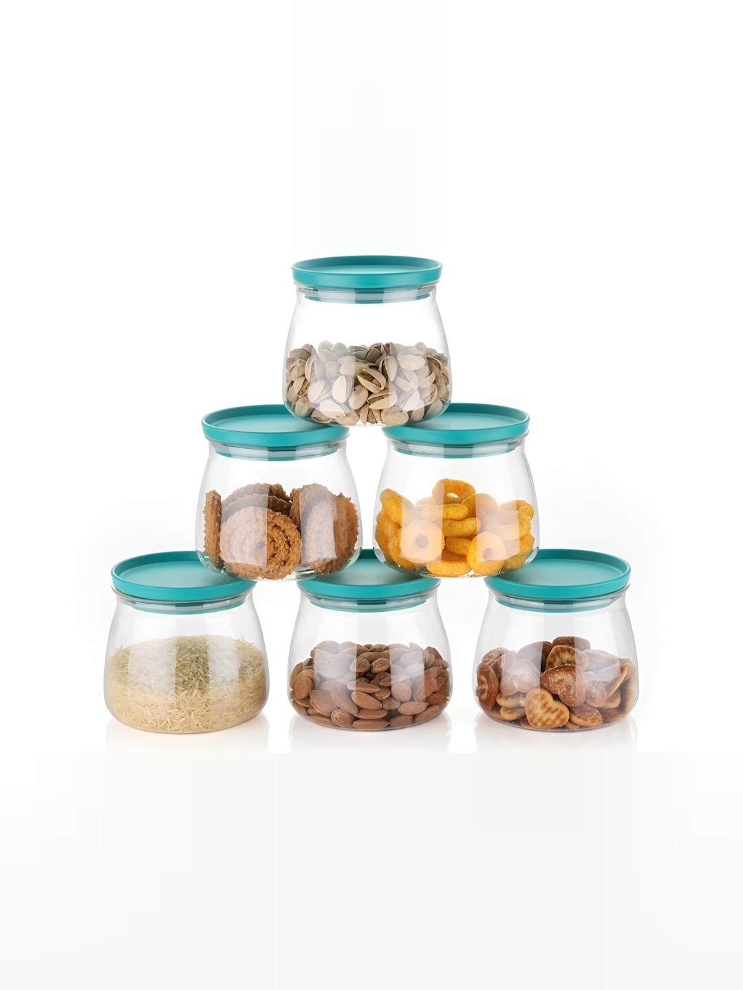 

STARKENDY Sea Green & Transparent 6 Pieces Food Containers 950ML Each