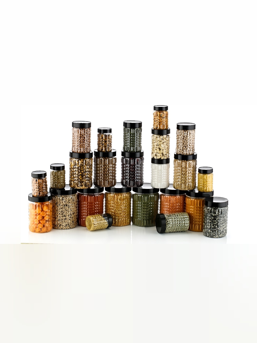 

STARKENDY Transparent & Black 24 Pieces Container with Lid