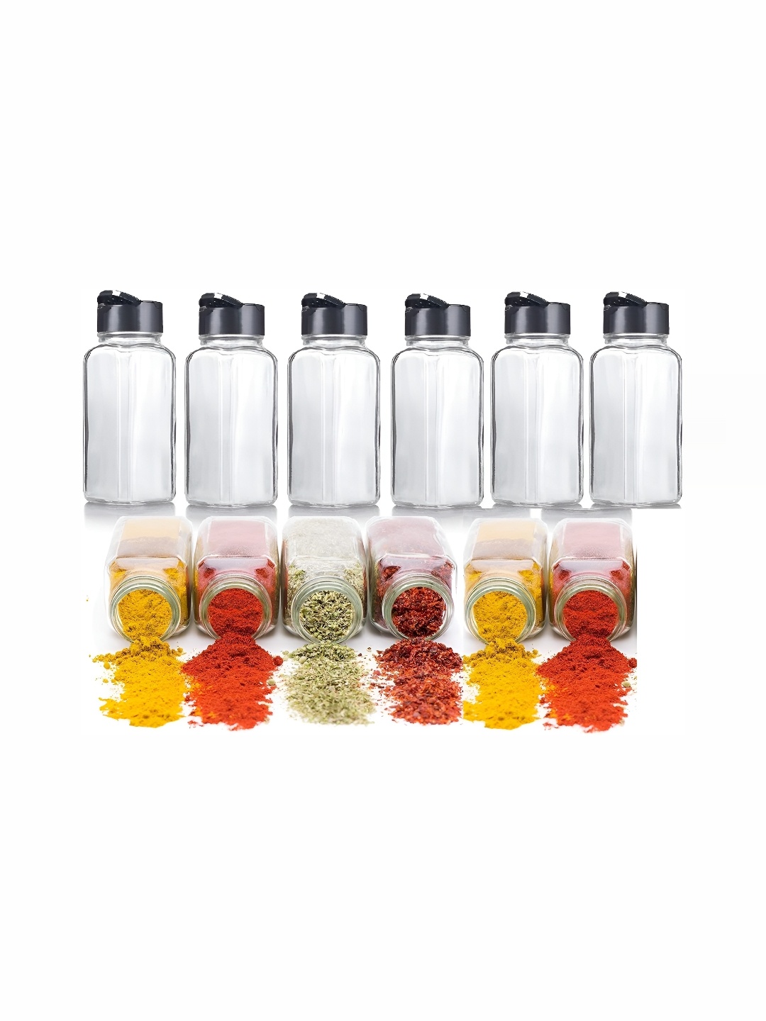 

STARKENDY Transparent & Black 12 Pcs Grocery Containers 120 ml