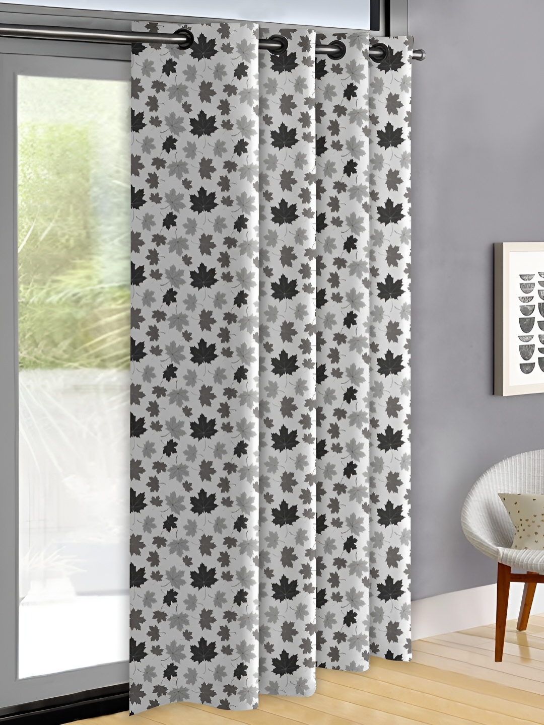 

OASIS Grey & Black Floral Printed Door Curtain