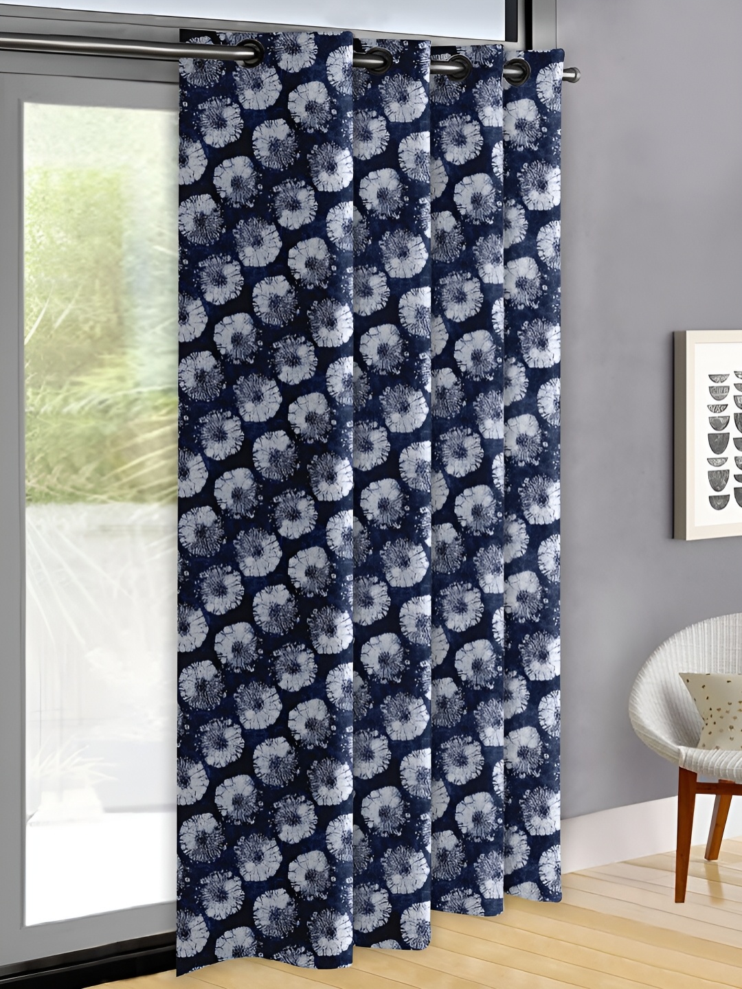 

OASIS Blue & White Geometric Door Curtain