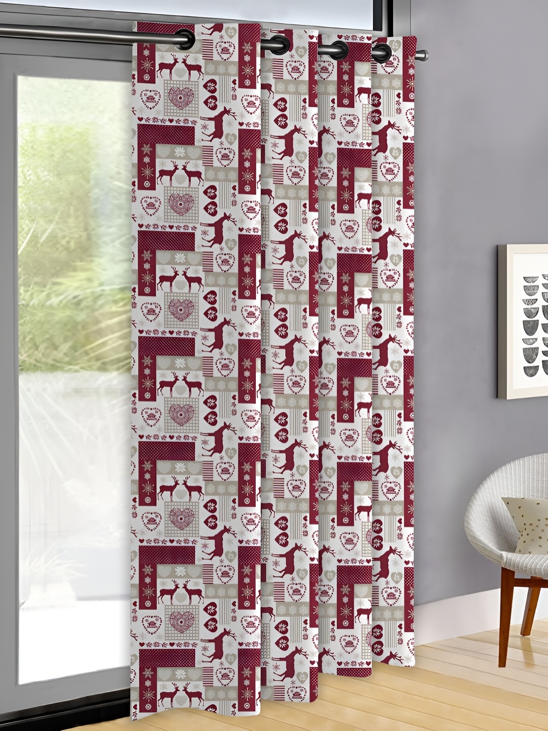 

OASIS Red & White Ethnic Printed Door Curtain