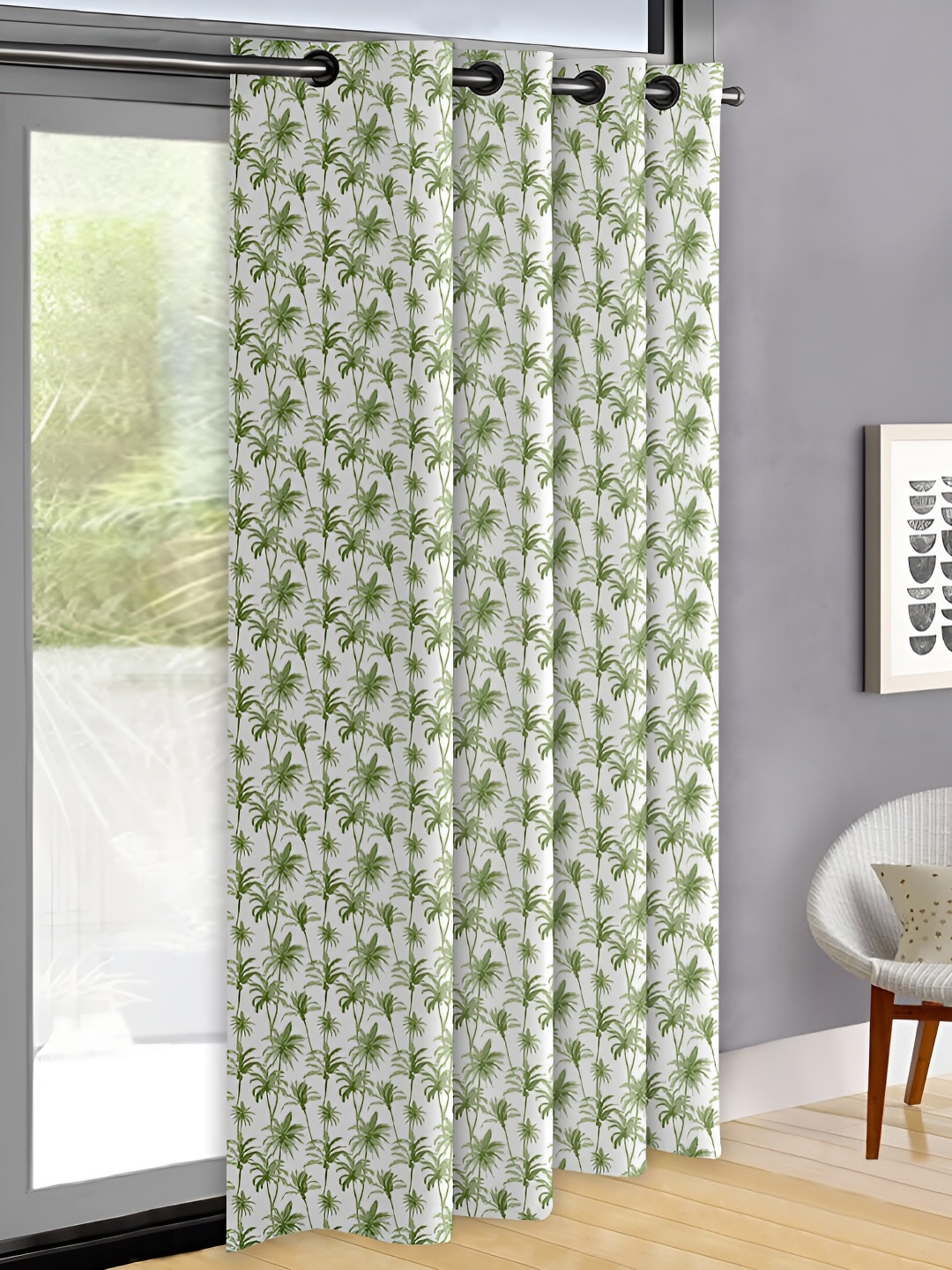 

OASIS Green & White Floral Printed Door Curtain