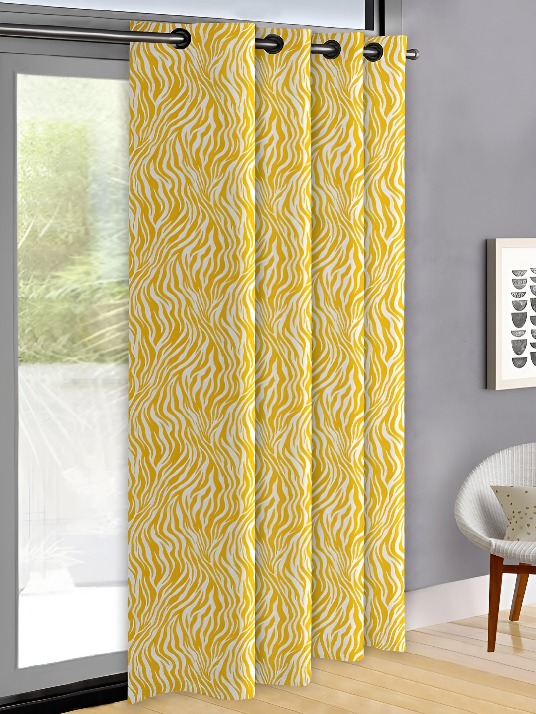 

OASIS Yellow & White Abstract Printed Door Curtain