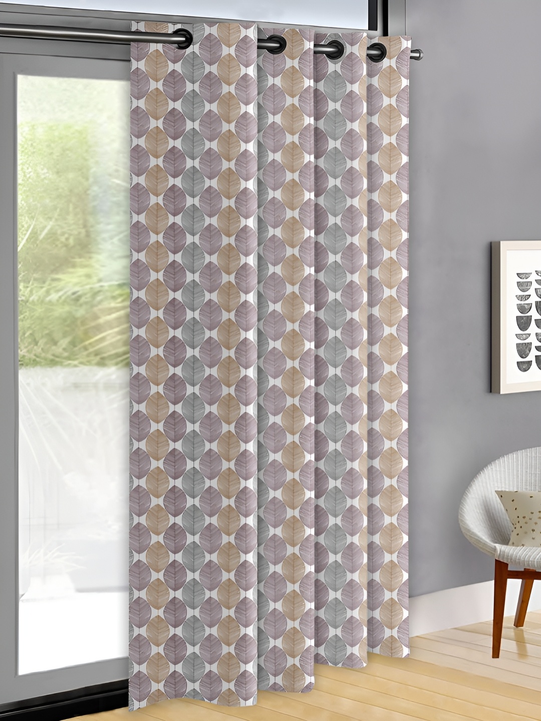 

OASIS Lavender & Brown Floral Printed Door Curtain