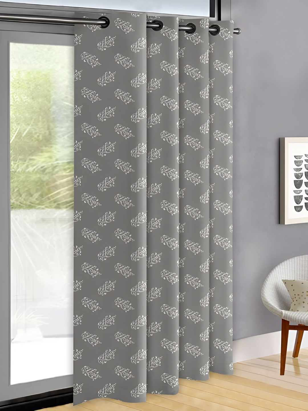

OASIS Grey & White Abstract Printed Door Curtain