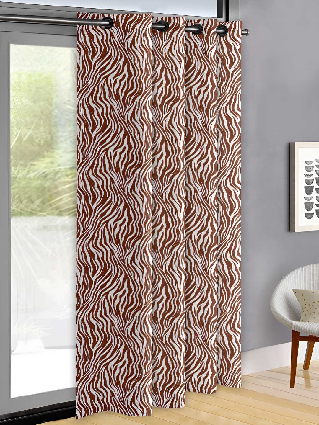 

OASIS Brown & White Abstract Printed Door Curtain