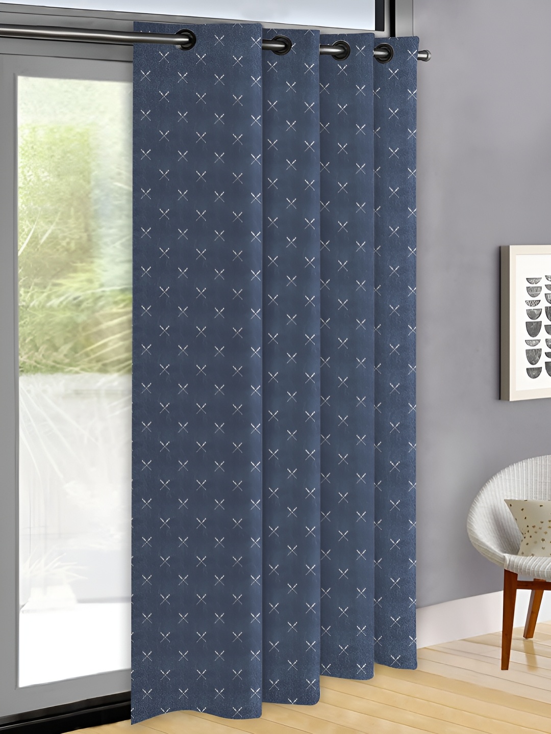 

OASIS Blue & White Abstract Printed Door Curtain