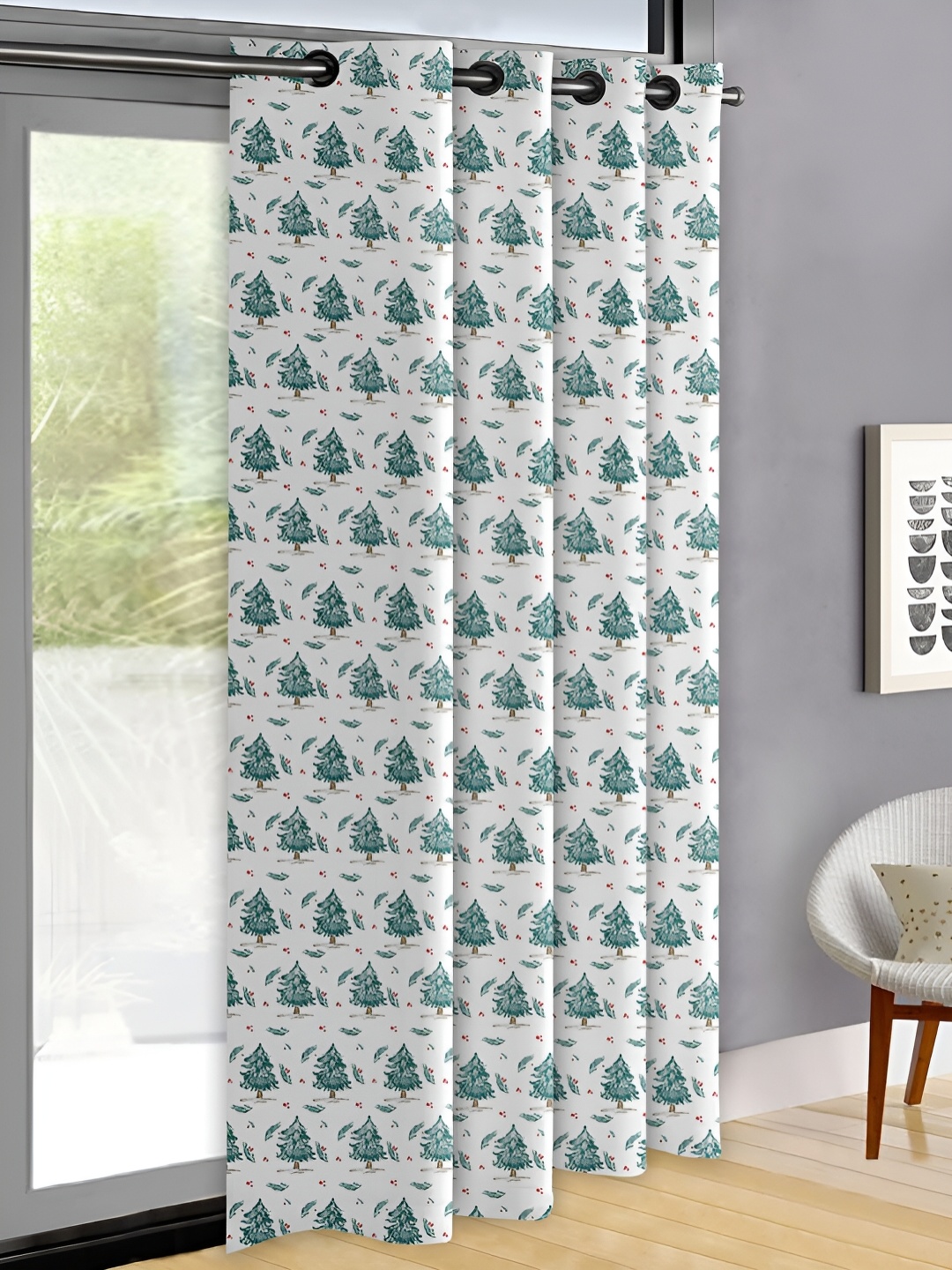 

OASIS Green & White Floral Printed Door Curtain