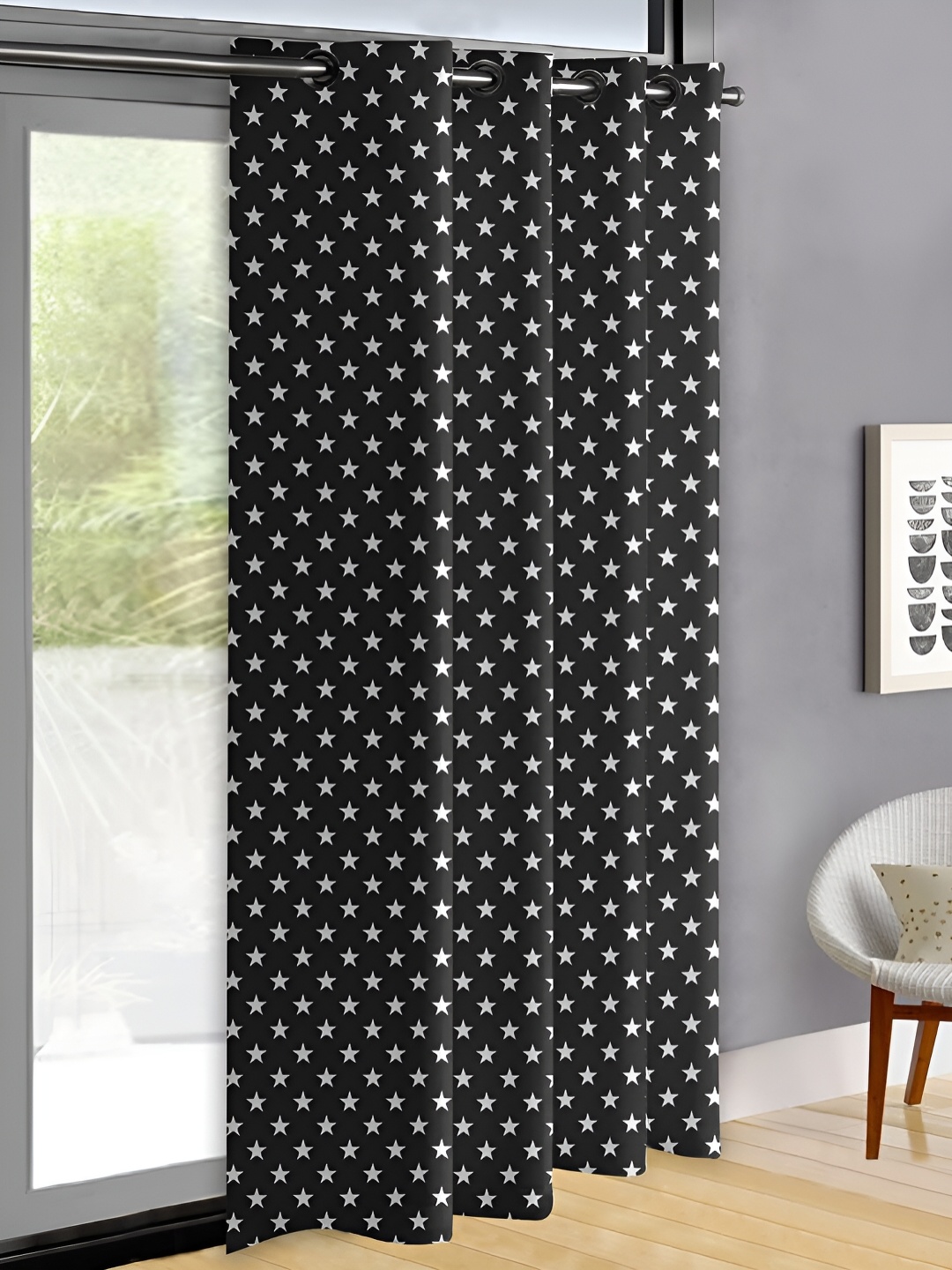 

OASIS Black & White Abstract Printed Door Curtain