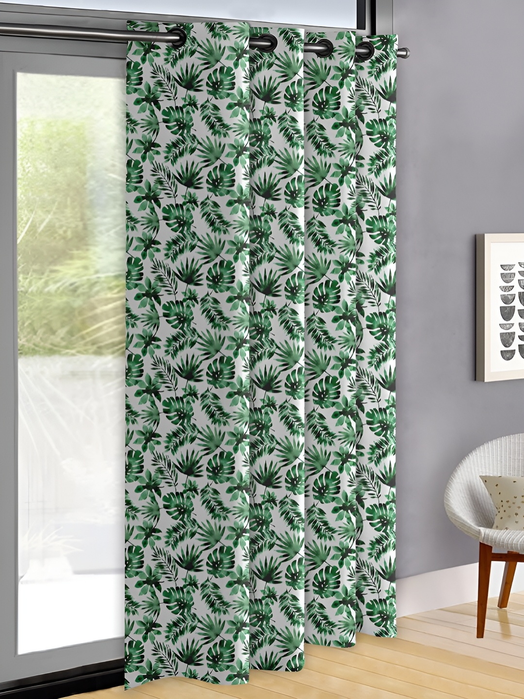 

OASIS Green & White Floral Printed Door Curtain
