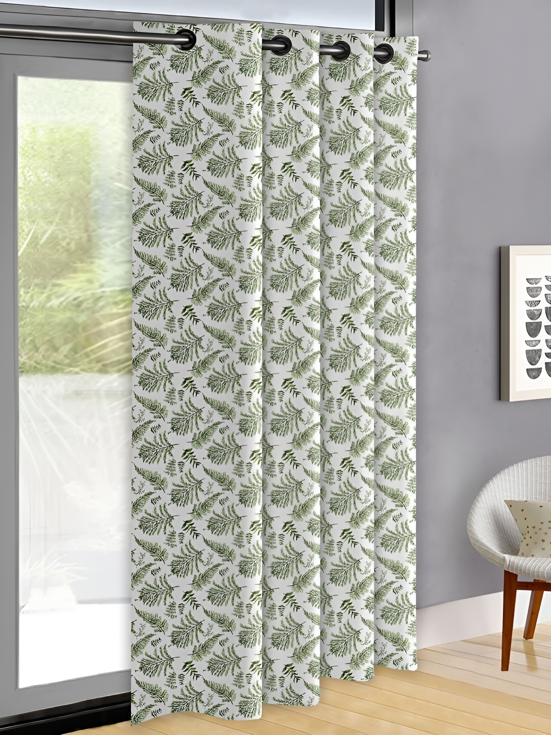 

OASIS Green & White Floral Printed Door Curtain