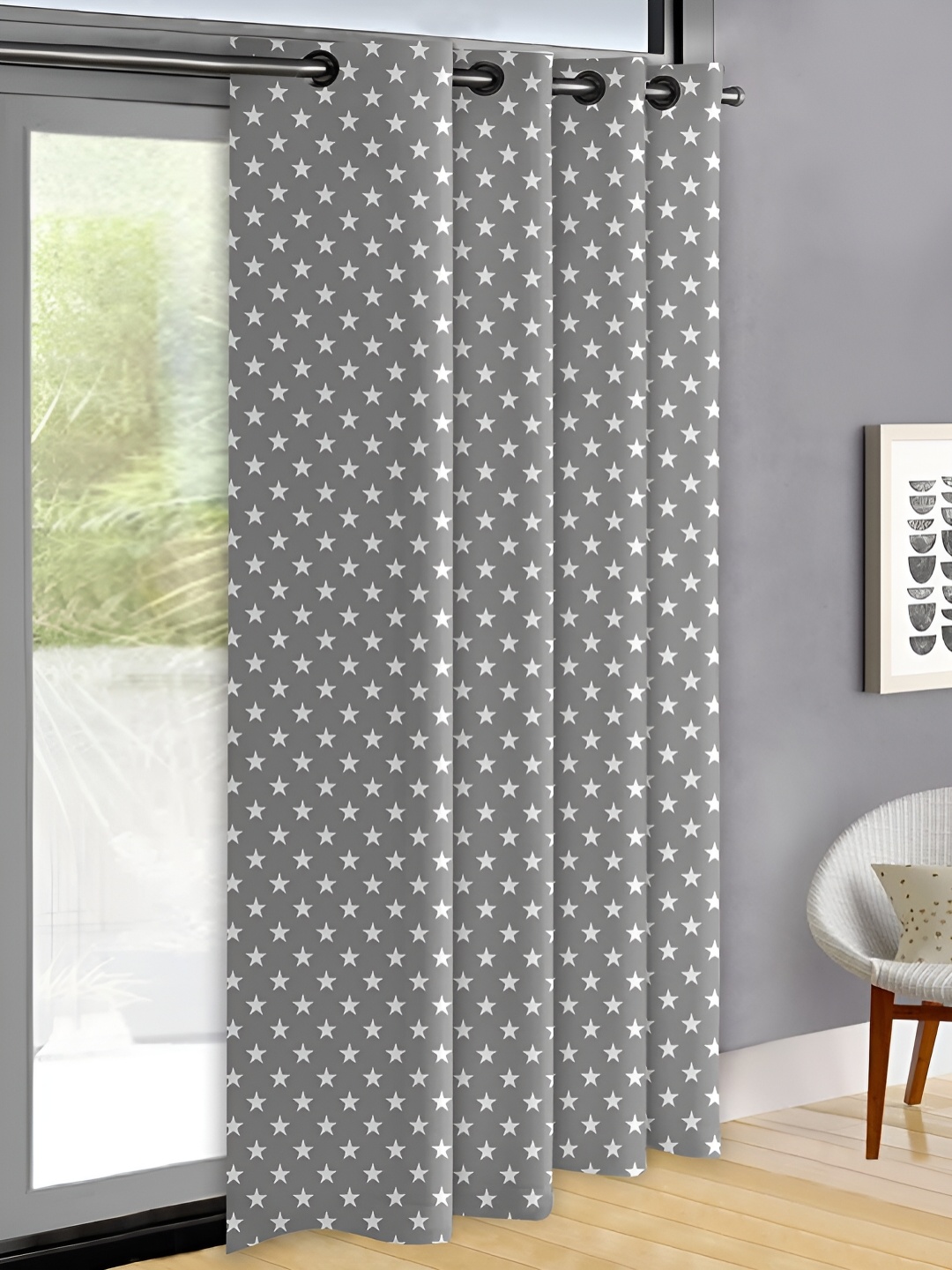 

OASIS Grey & White Abstract Printed Door Curtain