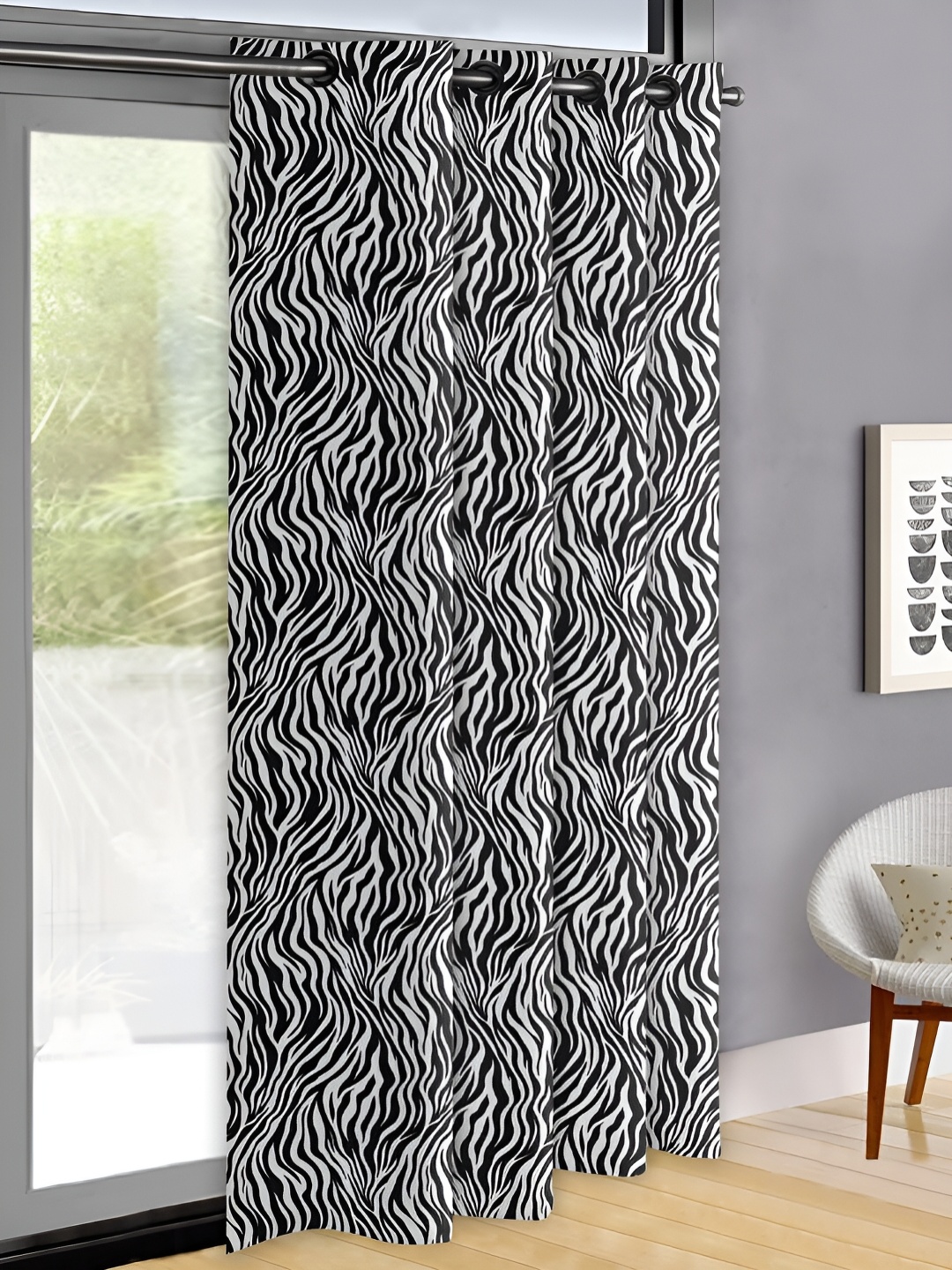 

OASIS Black & White Abstract Printed Door Curtain
