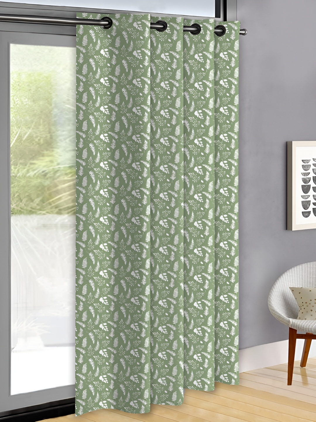 

OASIS Green & White Floral Printed Door Curtain