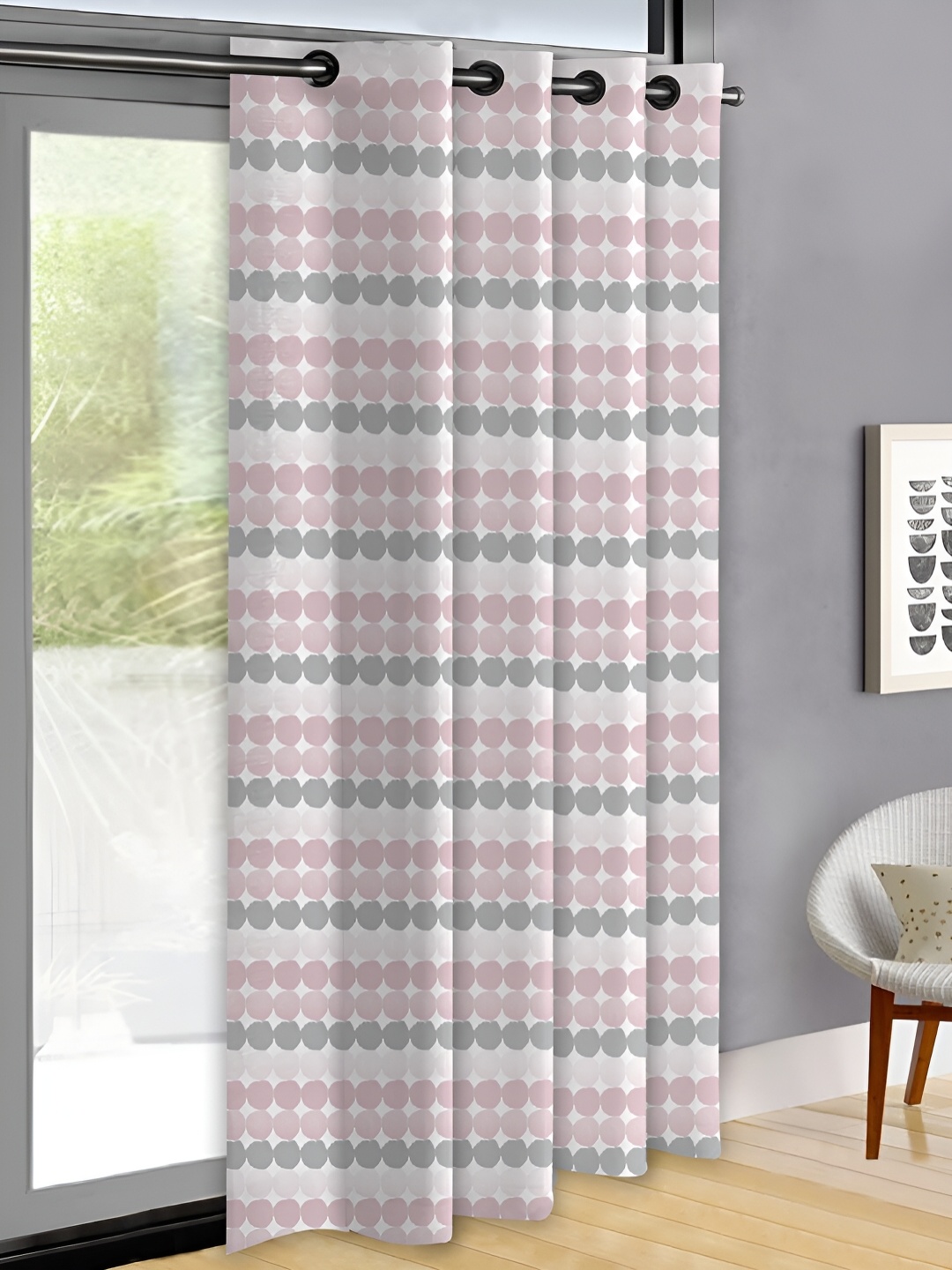 

OASIS Pink & Grey Geometric Door Curtain