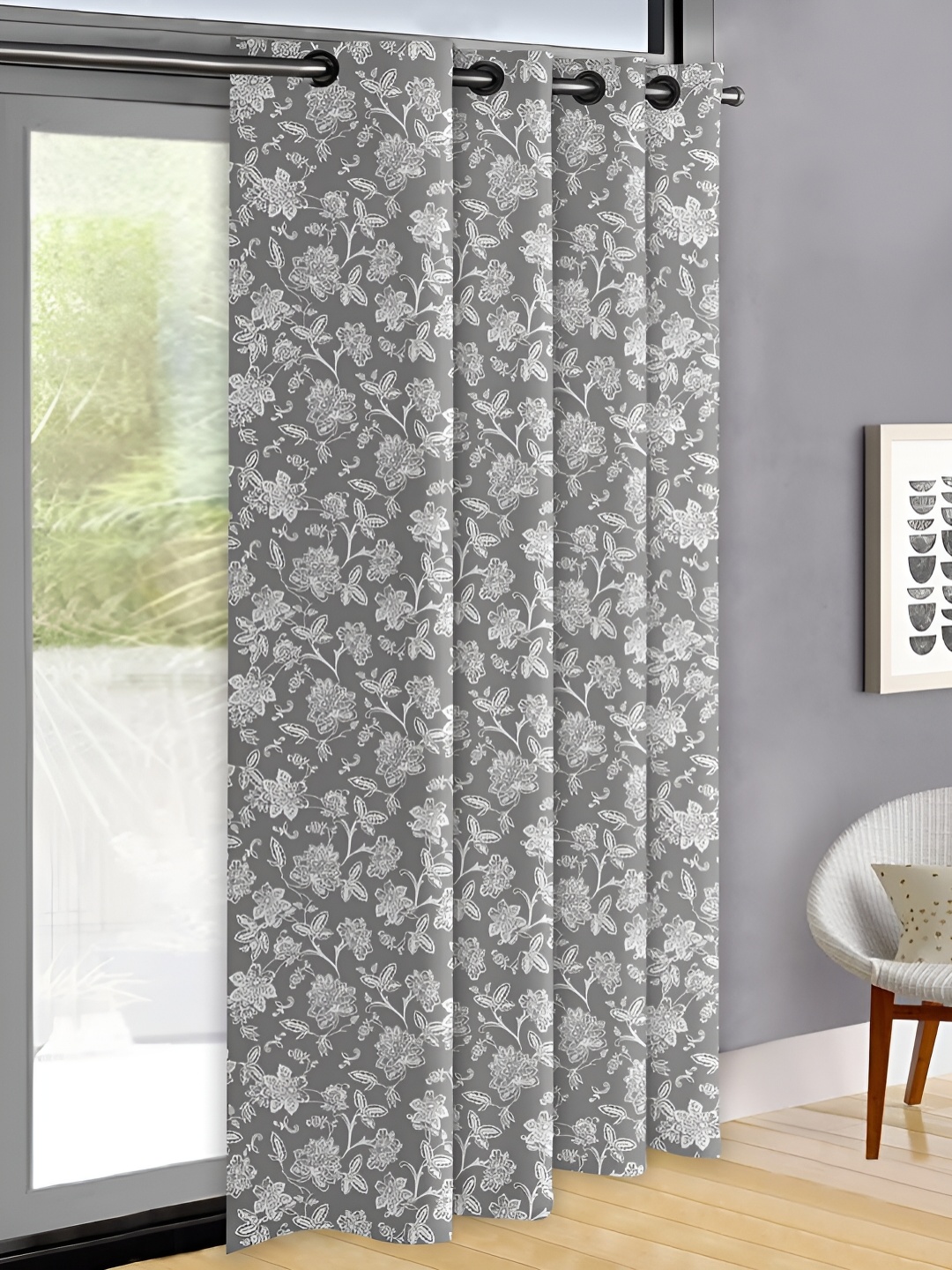 

OASIS Grey & White Floral Door Curtain